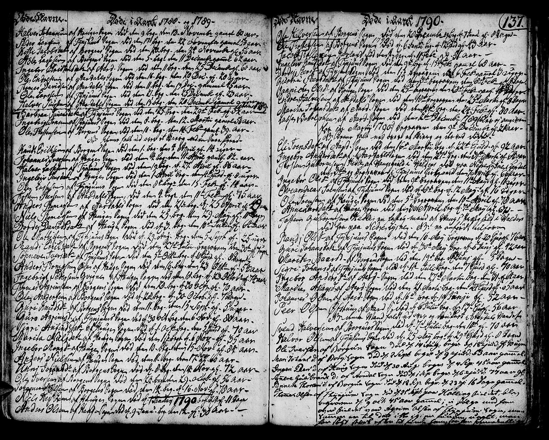 Lærdal sokneprestembete, SAB/A-81201: Parish register (official) no. A 3, 1783-1804, p. 137