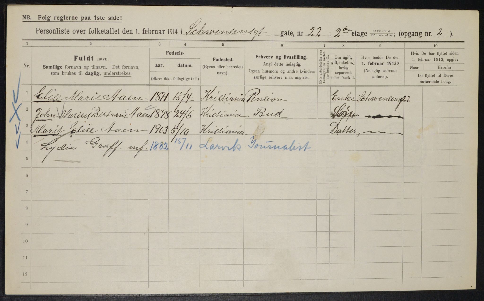 OBA, Municipal Census 1914 for Kristiania, 1914, p. 92732