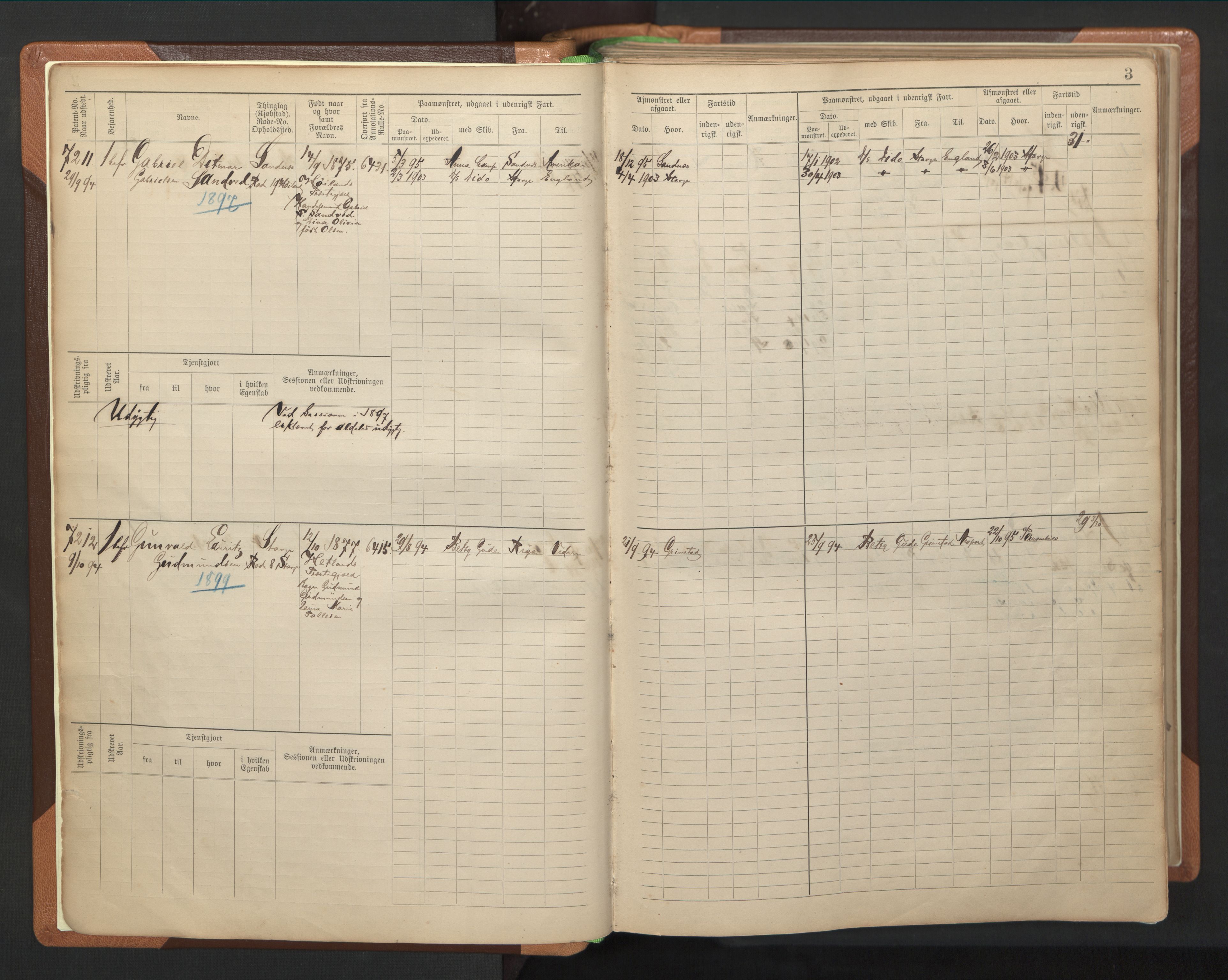 Stavanger sjømannskontor, AV/SAST-A-102006/F/Fb/Fbb/L0012: Sjøfartshovedrulle, patentnr. 7207-8158, 1894-1904, p. 6