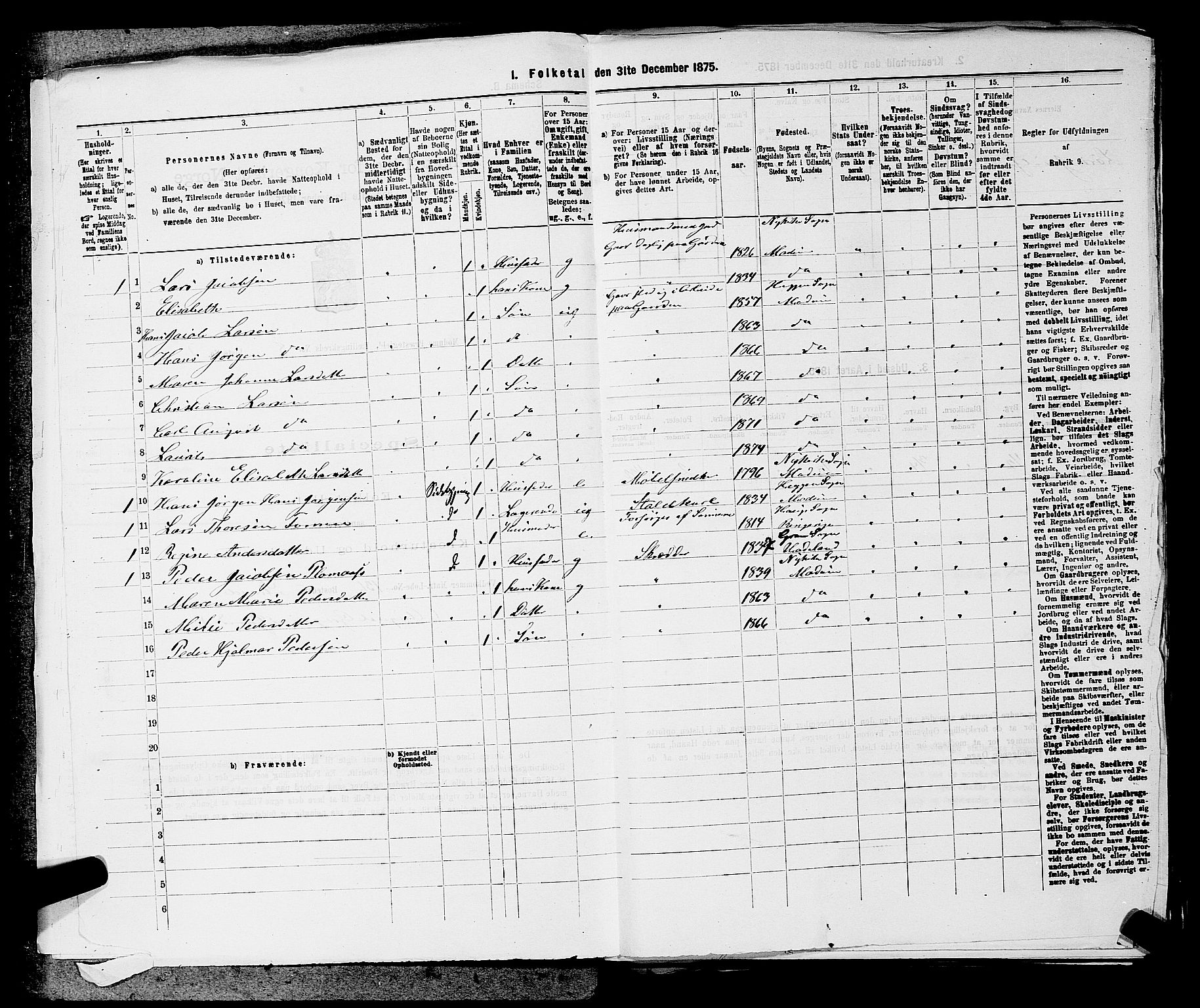 SAKO, 1875 census for 0623P Modum, 1875, p. 876