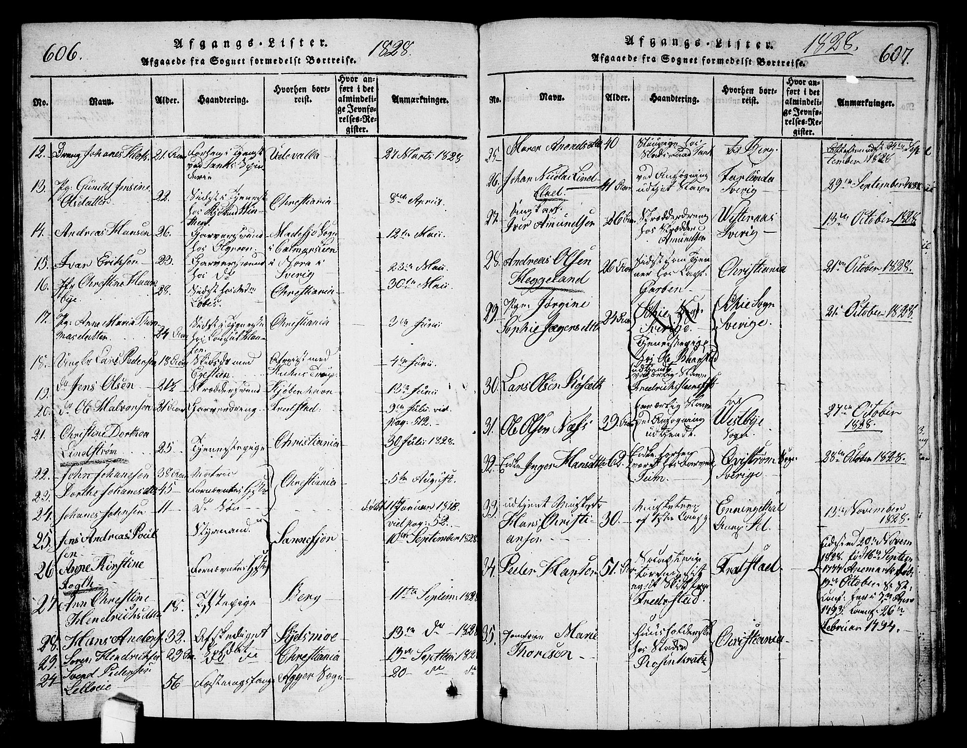 Halden prestekontor Kirkebøker, SAO/A-10909/G/Ga/L0001: Parish register (copy) no. 1, 1815-1833, p. 606-607