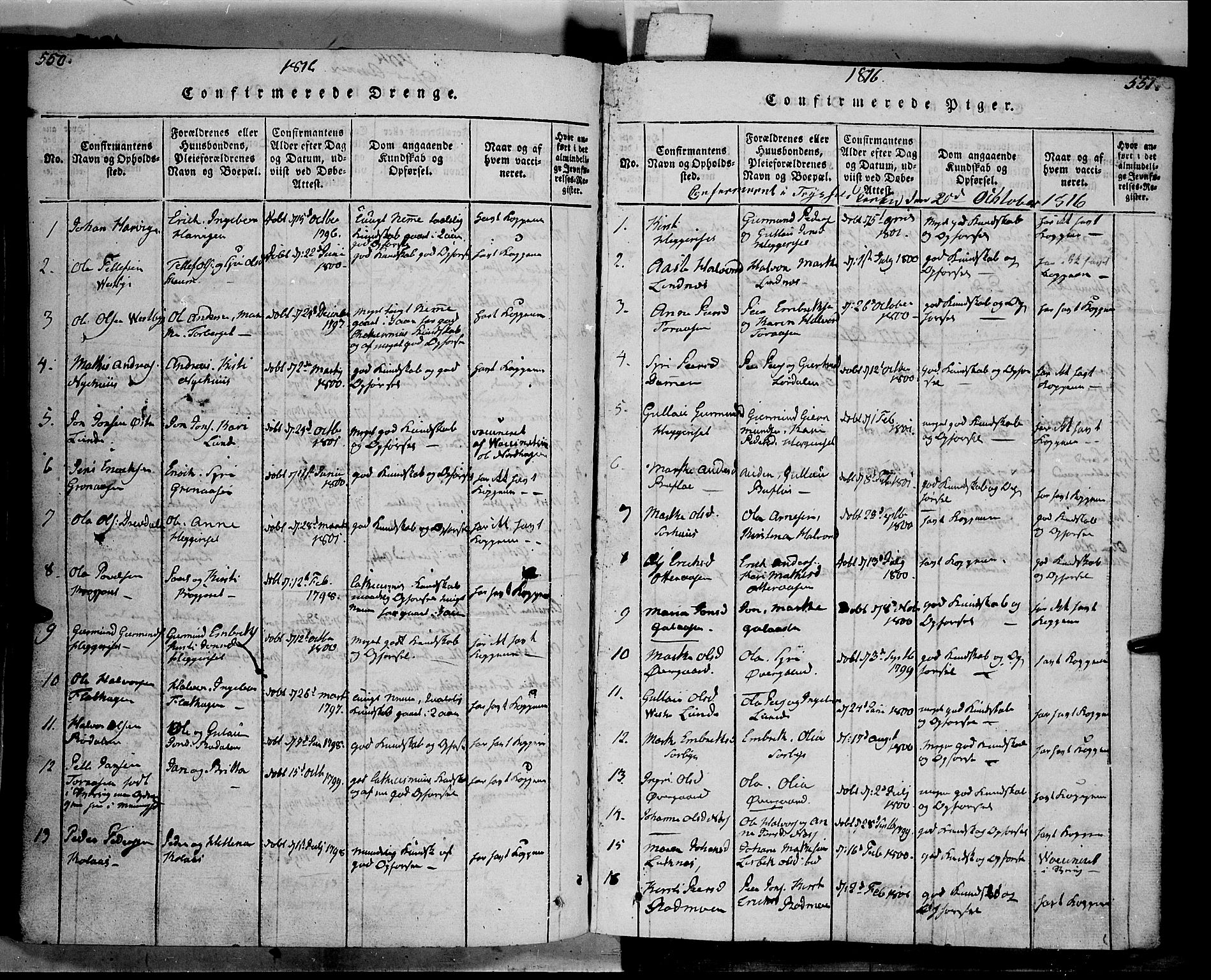 Trysil prestekontor, AV/SAH-PREST-046/H/Ha/Haa/L0003: Parish register (official) no. 3 /2, 1814-1842, p. 550-551