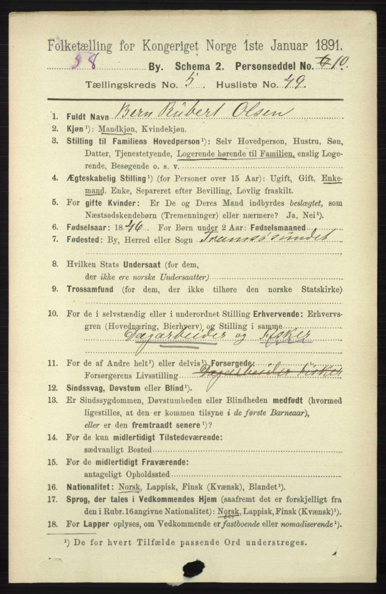 RA, 1891 census for 1902 Tromsø, 1891, p. 5380