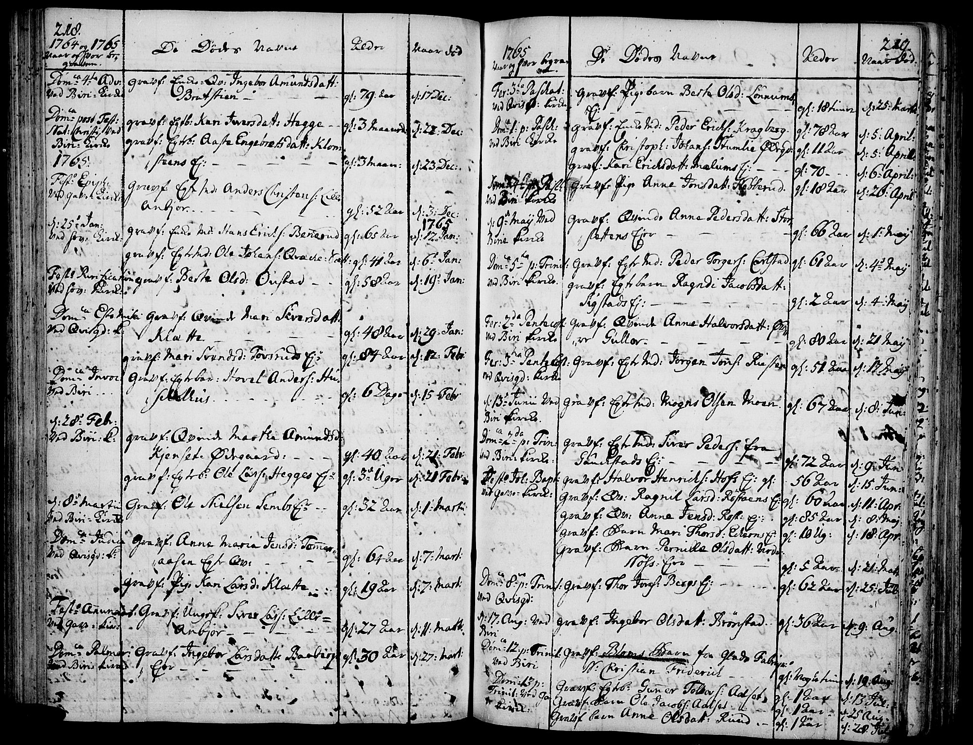 Biri prestekontor, SAH/PREST-096/H/Ha/Haa/L0002: Parish register (official) no. 2, 1754-1789, p. 218-219