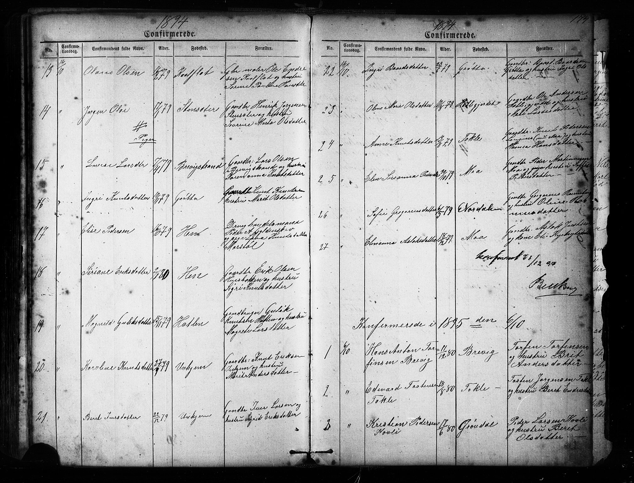 Ministerialprotokoller, klokkerbøker og fødselsregistre - Møre og Romsdal, SAT/A-1454/545/L0588: Parish register (copy) no. 545C02, 1867-1902, p. 174