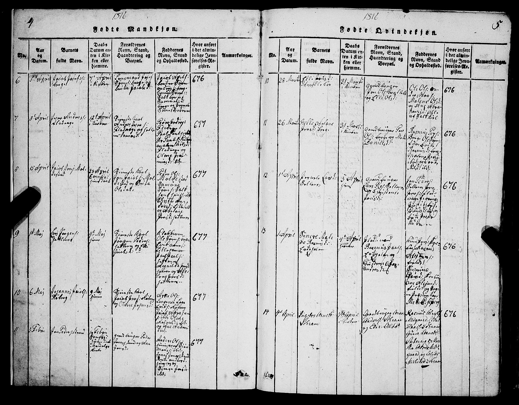 Selje sokneprestembete, AV/SAB-A-99938/H/Ha/Hab/Haba: Parish register (copy) no. A 1, 1816-1828, p. 4-5