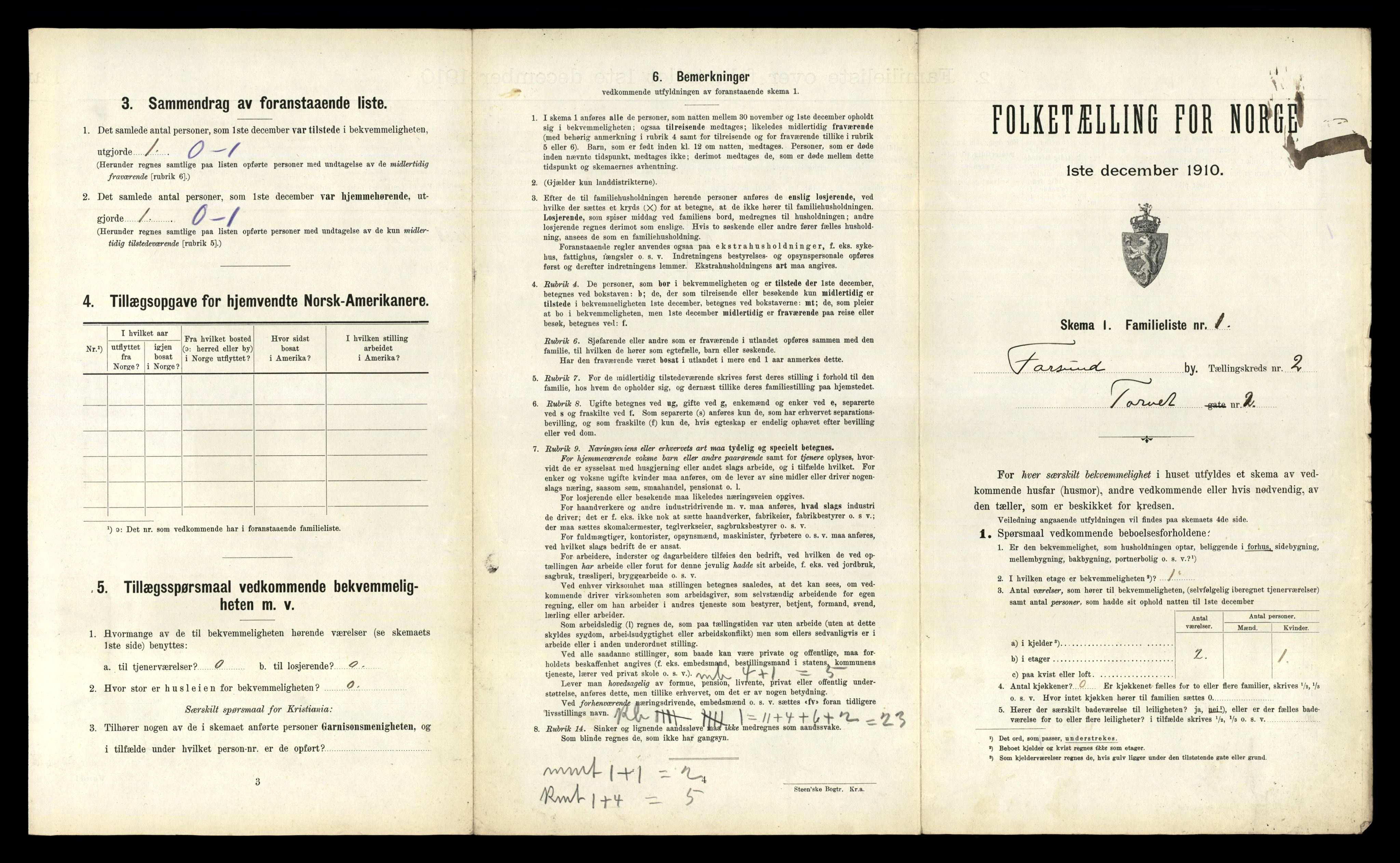 RA, 1910 census for Farsund, 1910, p. 685