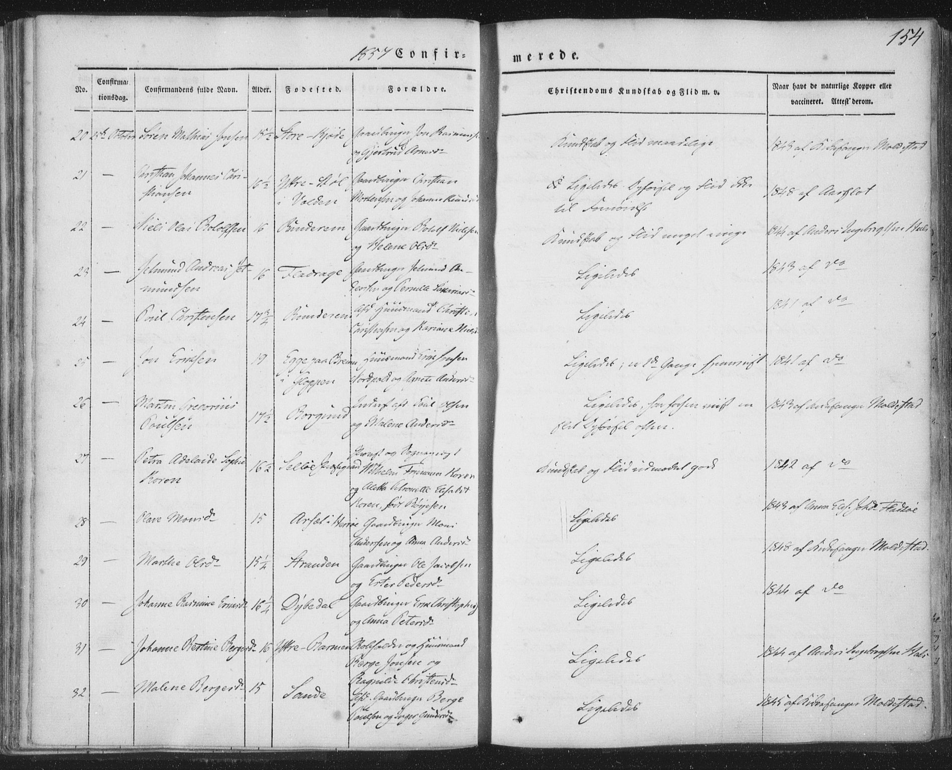 Selje sokneprestembete, AV/SAB-A-99938/H/Ha/Haa/Haaa: Parish register (official) no. A 10, 1844-1858, p. 154