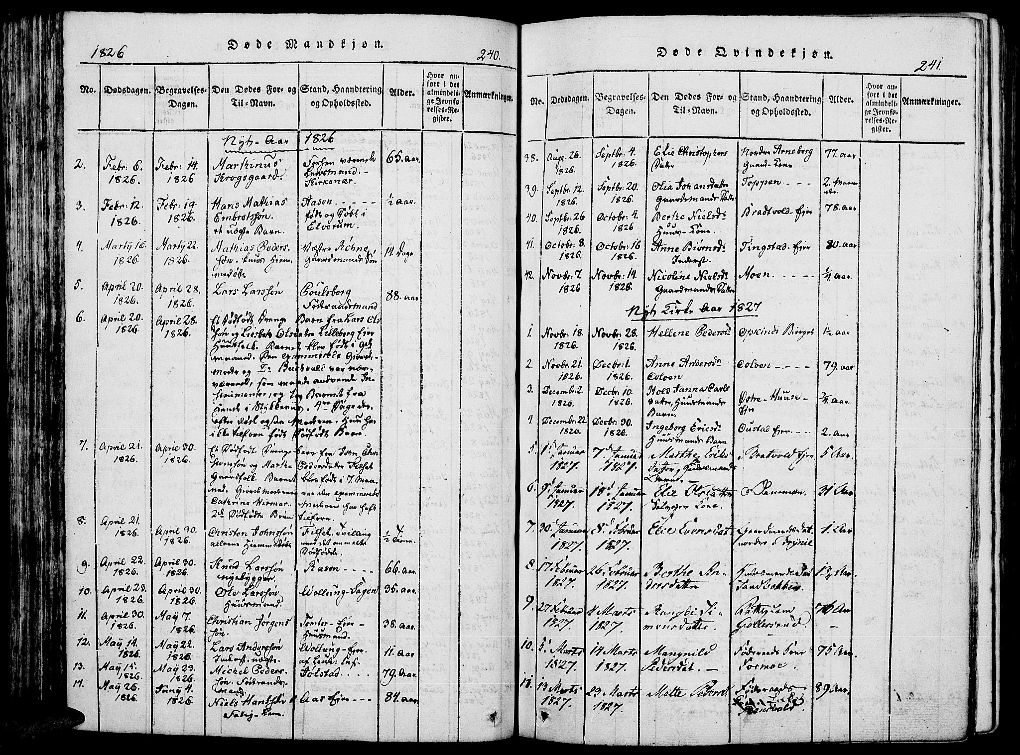 Romedal prestekontor, SAH/PREST-004/K/L0002: Parish register (official) no. 2, 1814-1828, p. 240-241