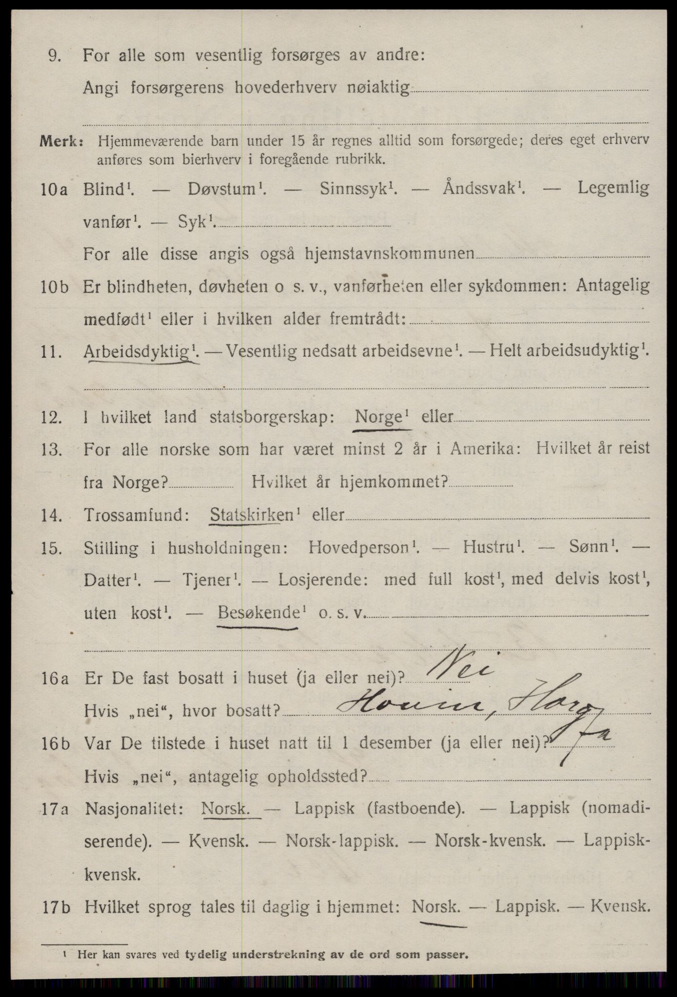 SAT, 1920 census for Melhus, 1920, p. 4948