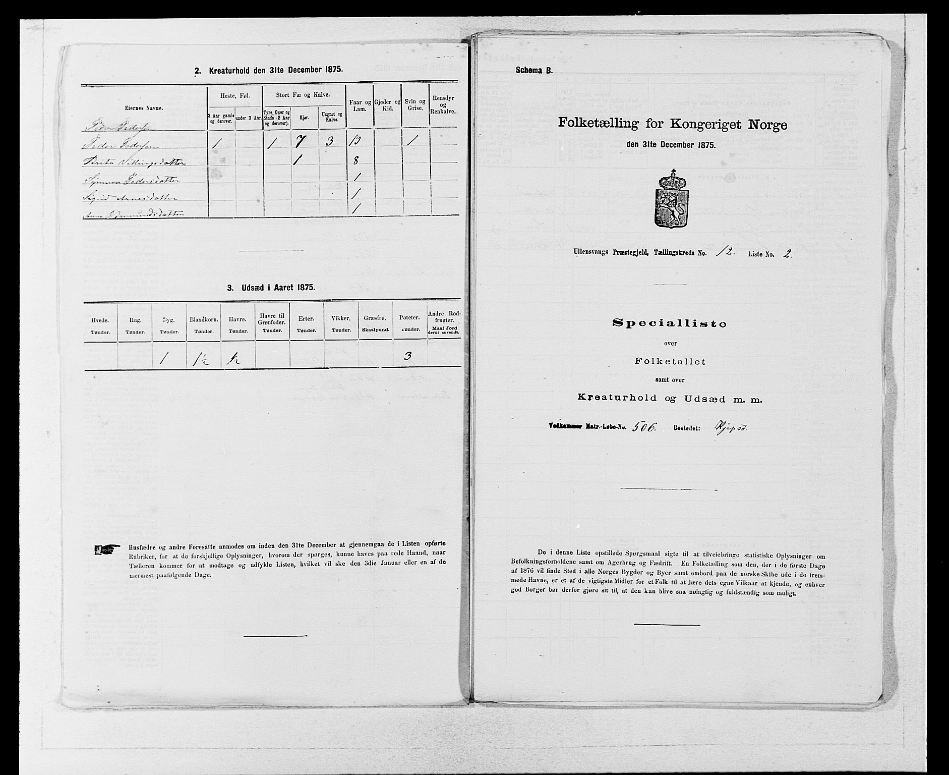 SAB, 1875 census for 1230P Ullensvang, 1875, p. 1221