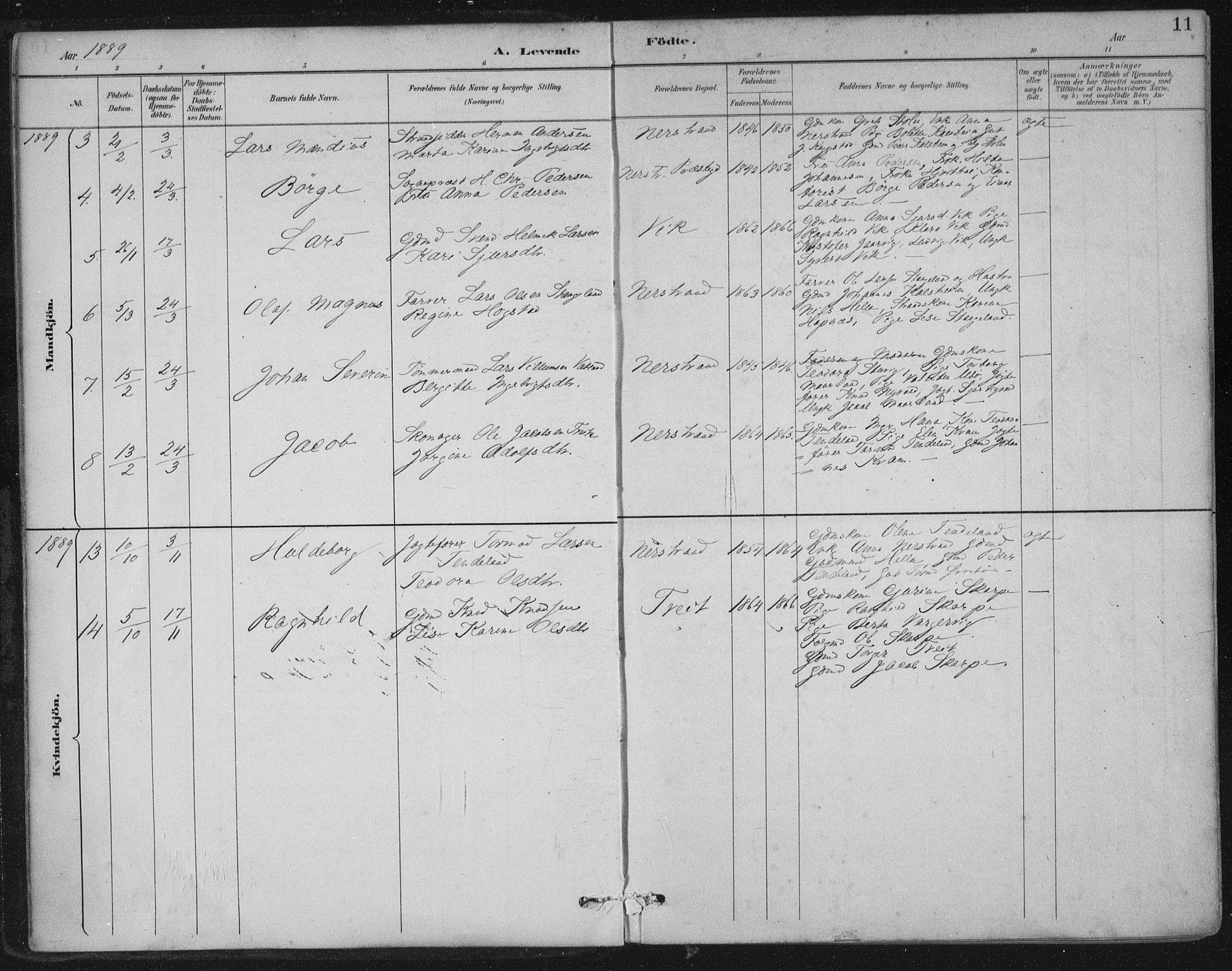 Nedstrand sokneprestkontor, AV/SAST-A-101841/01/IV: Parish register (official) no. A 12, 1887-1915, p. 11