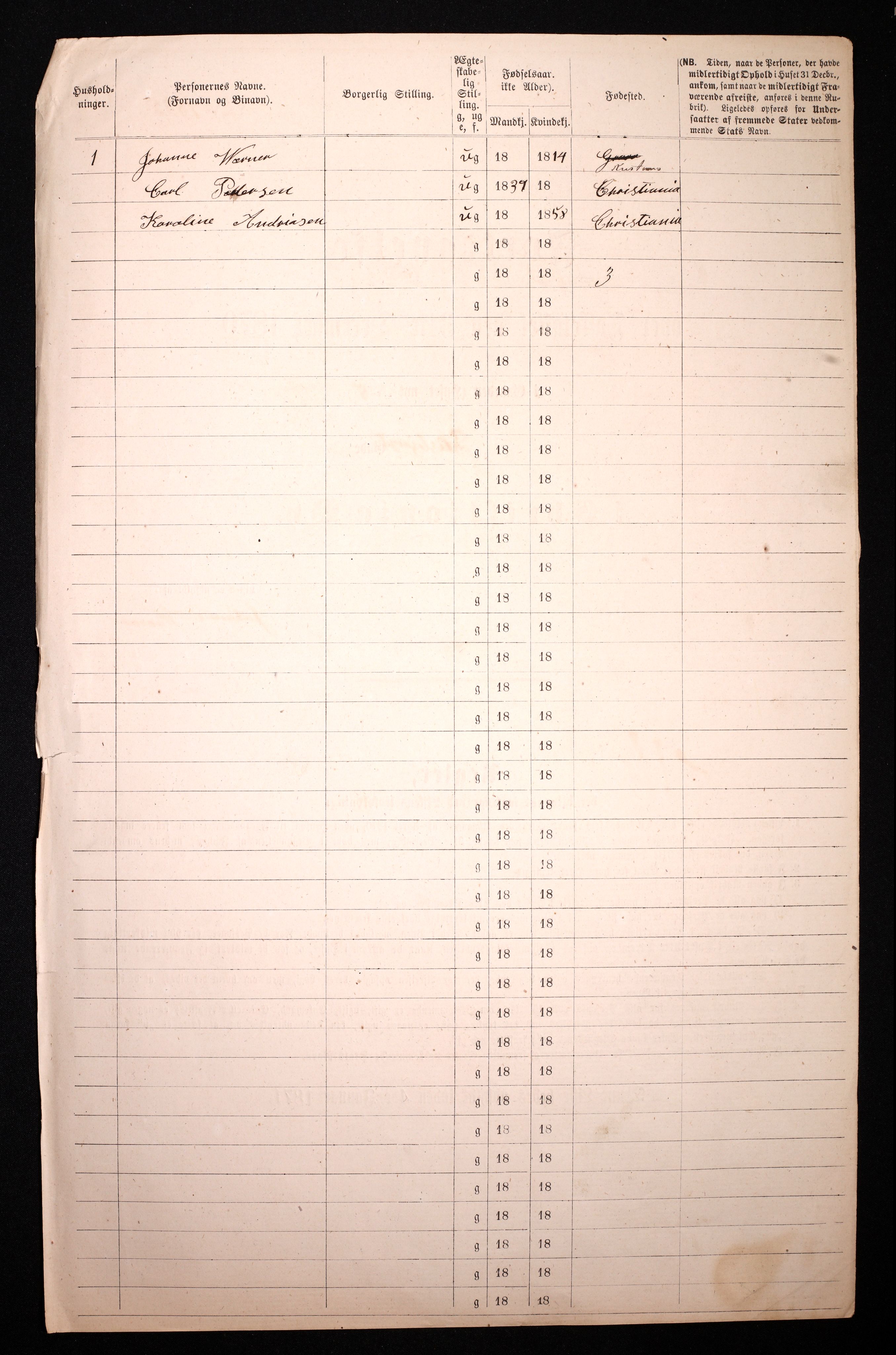 RA, 1870 census for 0301 Kristiania, 1870, p. 909