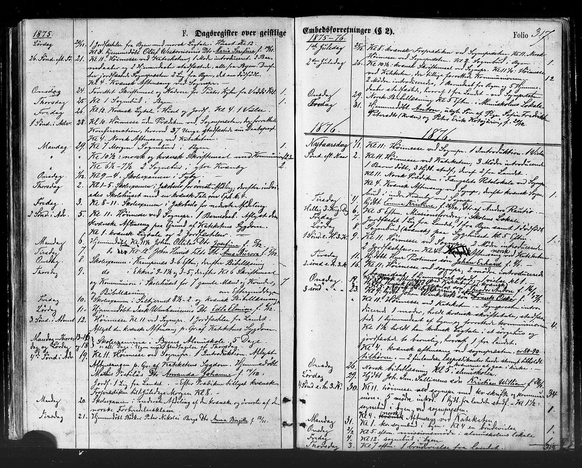 Vadsø sokneprestkontor, SATØ/S-1325/H/Ha/L0005kirke: Parish register (official) no. 5, 1873-1884, p. 317