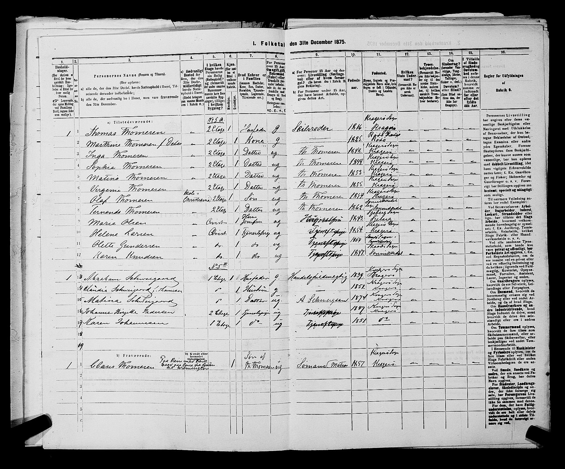 SAKO, 1875 census for 0801P Kragerø, 1875, p. 31