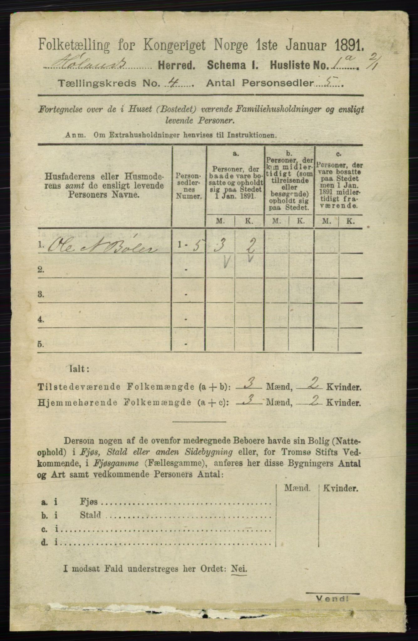 RA, 1891 census for 0221 Høland, 1891, p. 2454