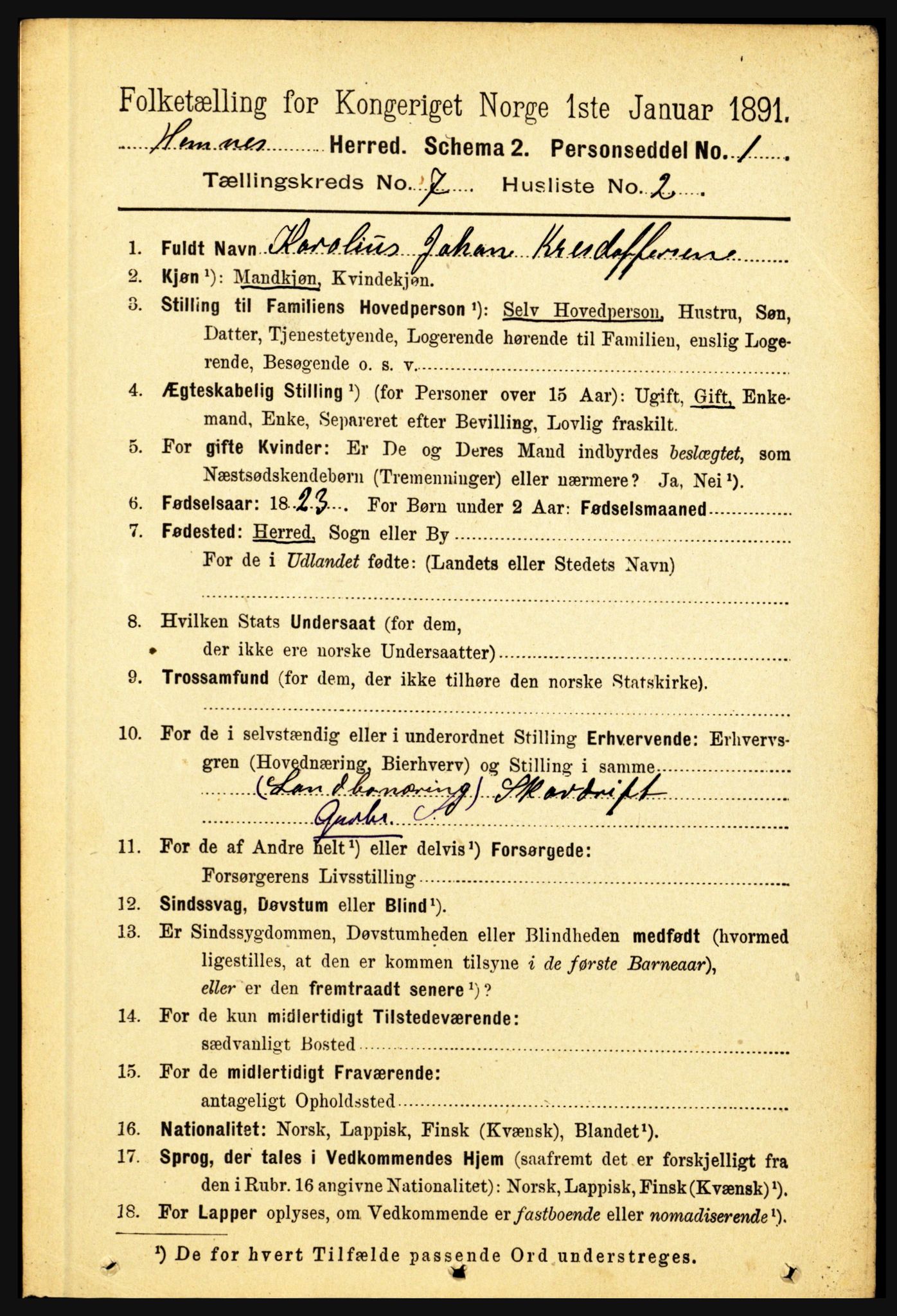 RA, 1891 census for 1832 Hemnes, 1891, p. 3256