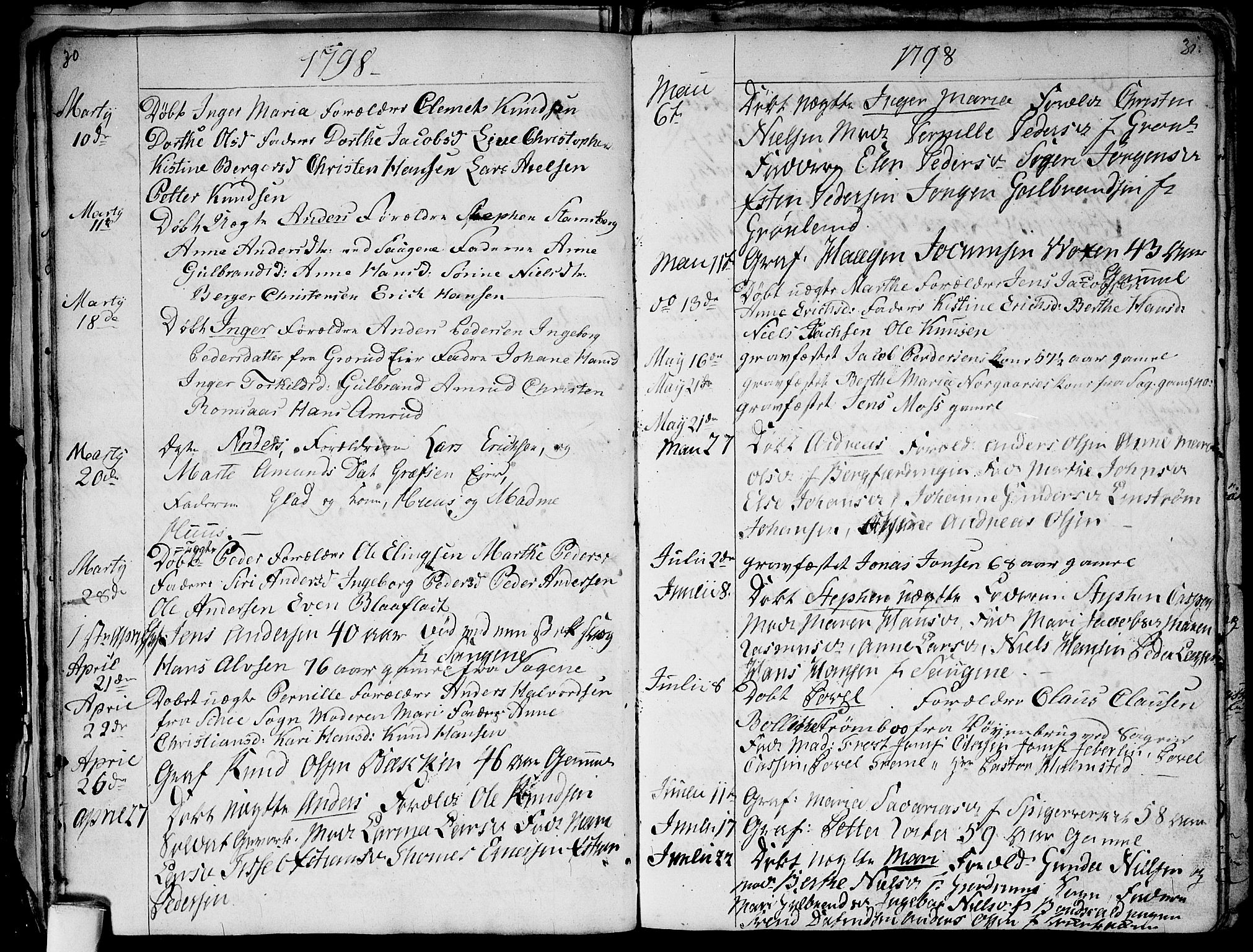 Aker prestekontor kirkebøker, SAO/A-10861/G/L0001: Parish register (copy) no. 1, 1796-1826, p. 30-31