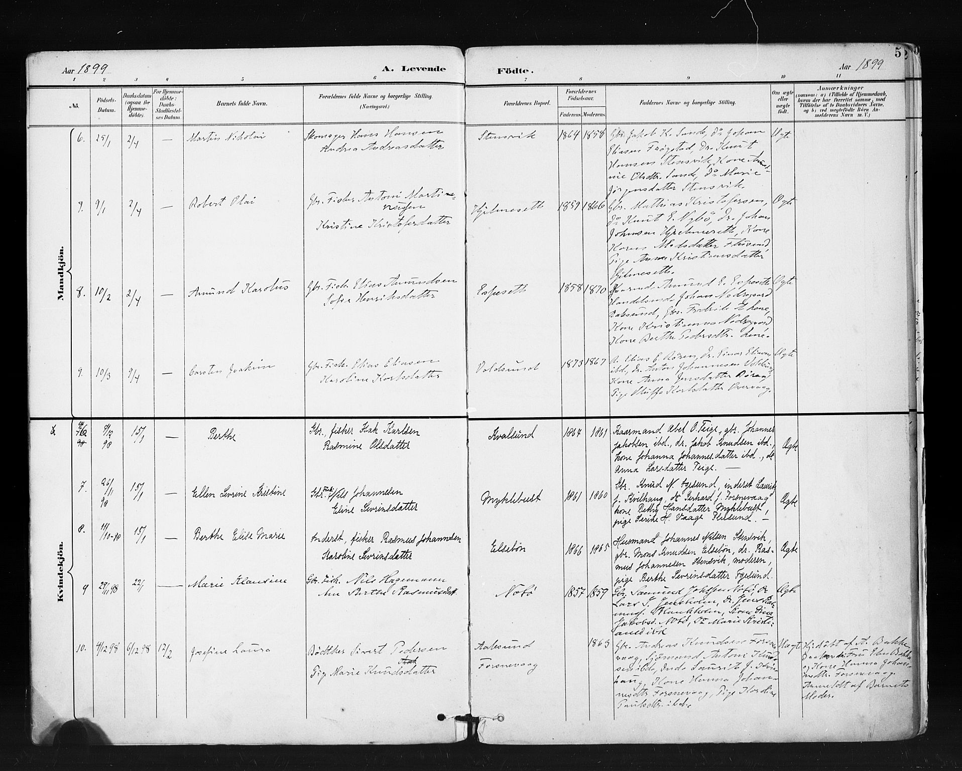 Ministerialprotokoller, klokkerbøker og fødselsregistre - Møre og Romsdal, AV/SAT-A-1454/507/L0074: Parish register (official) no. 507A09, 1894-1900, p. 5