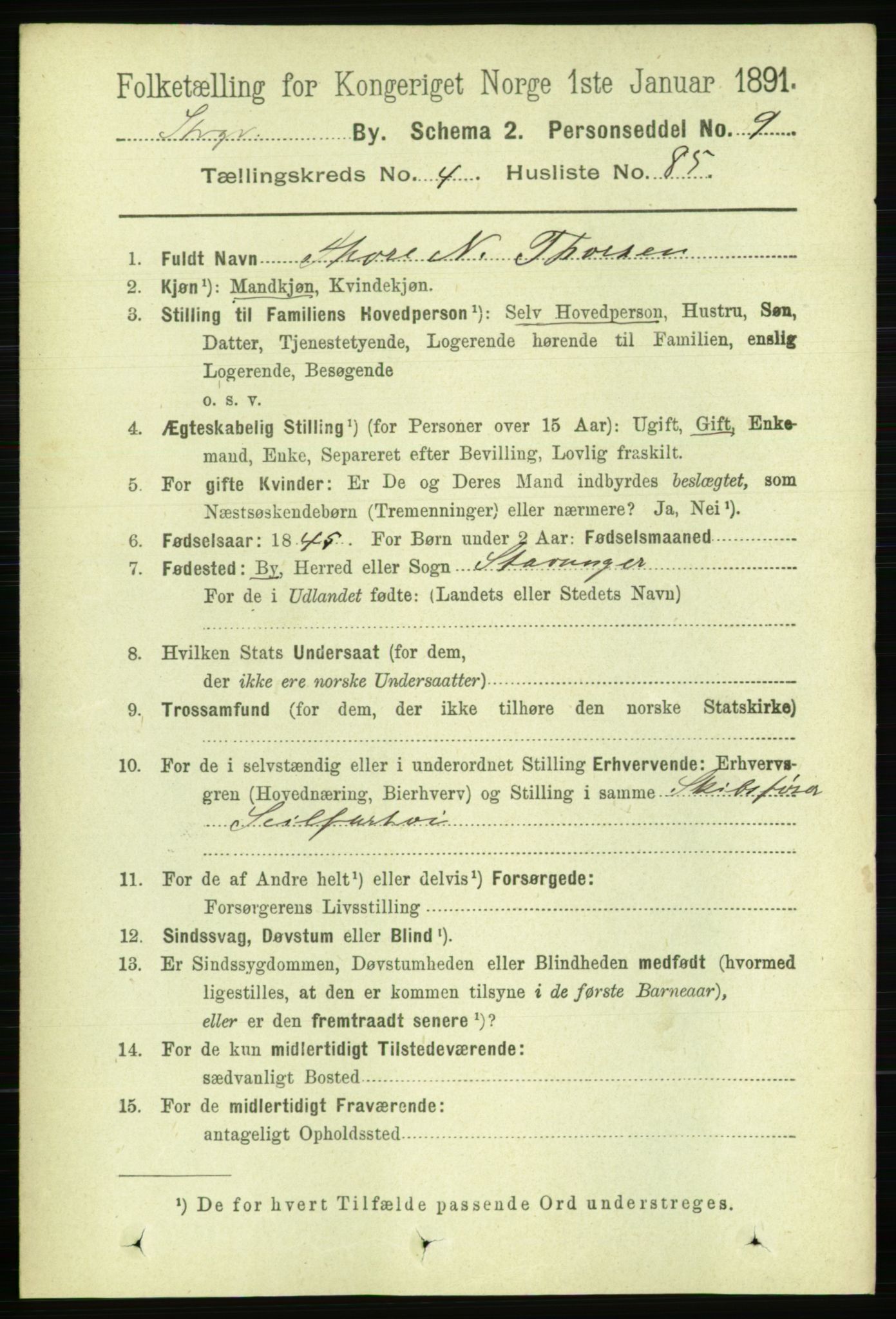 RA, 1891 census for 1103 Stavanger, 1891, p. 8576