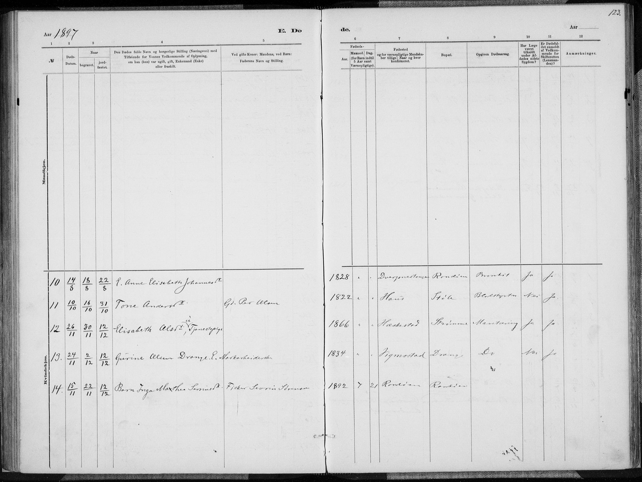 Oddernes sokneprestkontor, AV/SAK-1111-0033/F/Fa/Fab/L0002: Parish register (official) no. A 2, 1884-1903, p. 123