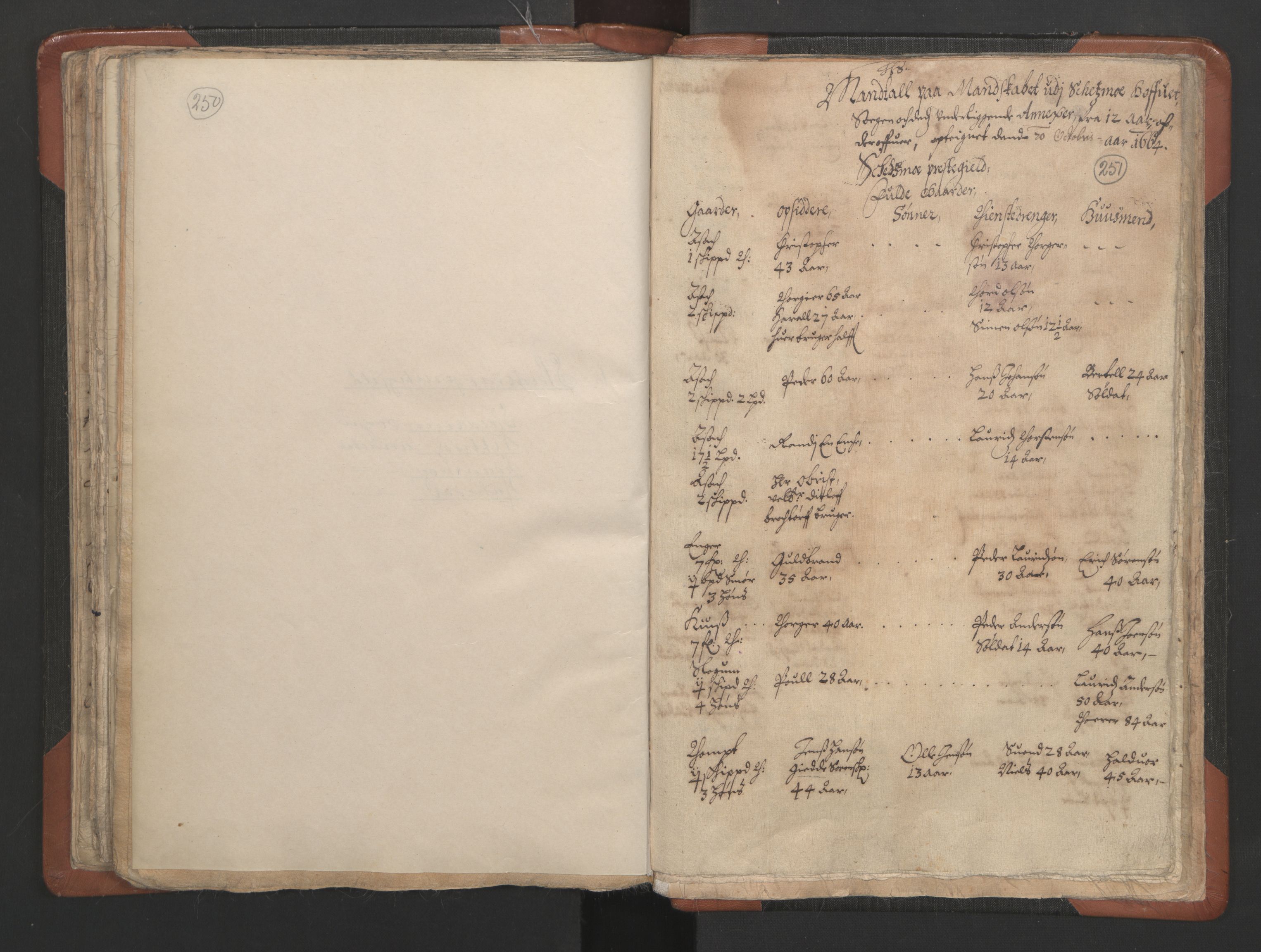 RA, Vicar's Census 1664-1666, no. 3: Nedre Romerike deanery, 1664-1666, p. 250-251