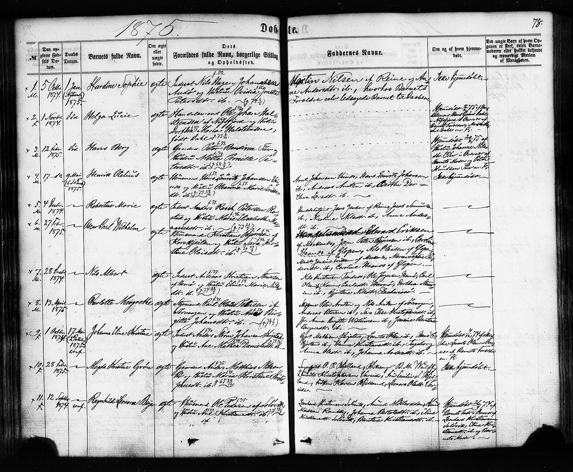 Ministerialprotokoller, klokkerbøker og fødselsregistre - Nordland, AV/SAT-A-1459/885/L1203: Parish register (official) no. 885A04, 1859-1877, p. 78