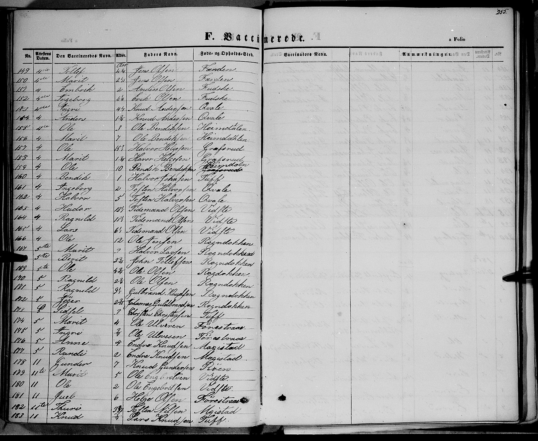 Vestre Slidre prestekontor, SAH/PREST-136/H/Ha/Haa/L0001: Parish register (official) no. 1, 1844-1855, p. 255