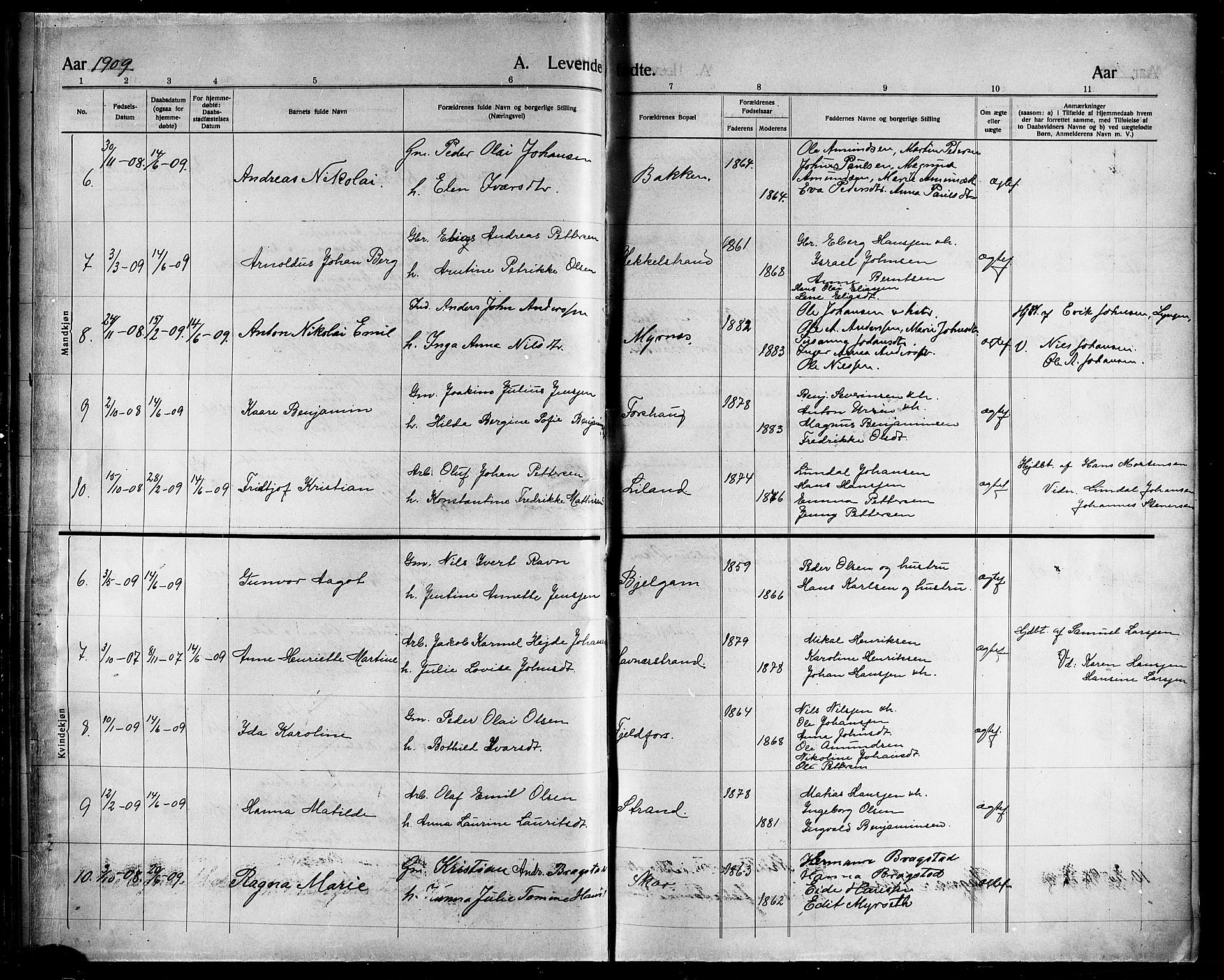 Ministerialprotokoller, klokkerbøker og fødselsregistre - Nordland, AV/SAT-A-1459/863/L0916: Parish register (copy) no. 863C06, 1907-1921