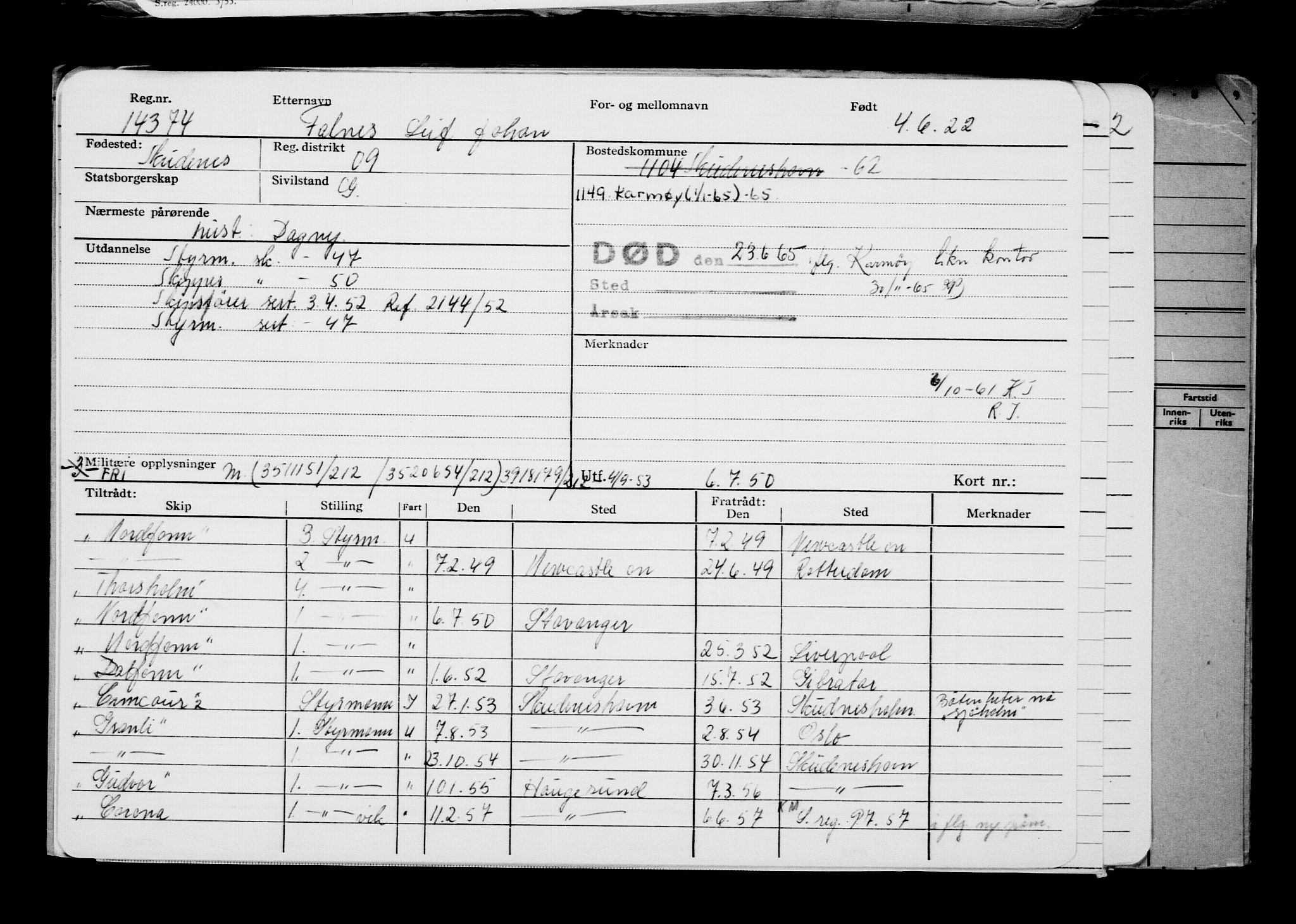 Direktoratet for sjømenn, RA/S-3545/G/Gb/L0207: Hovedkort, 1922, p. 232