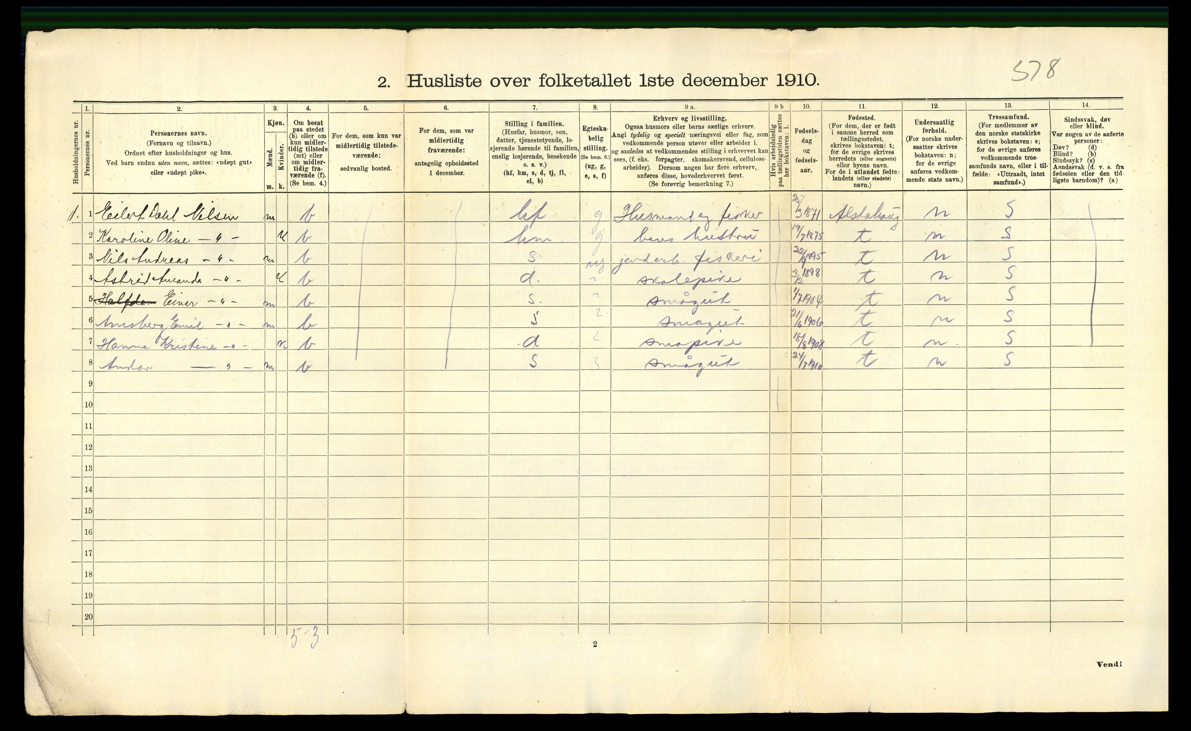 RA, 1910 census for Leiranger, 1910, p. 22