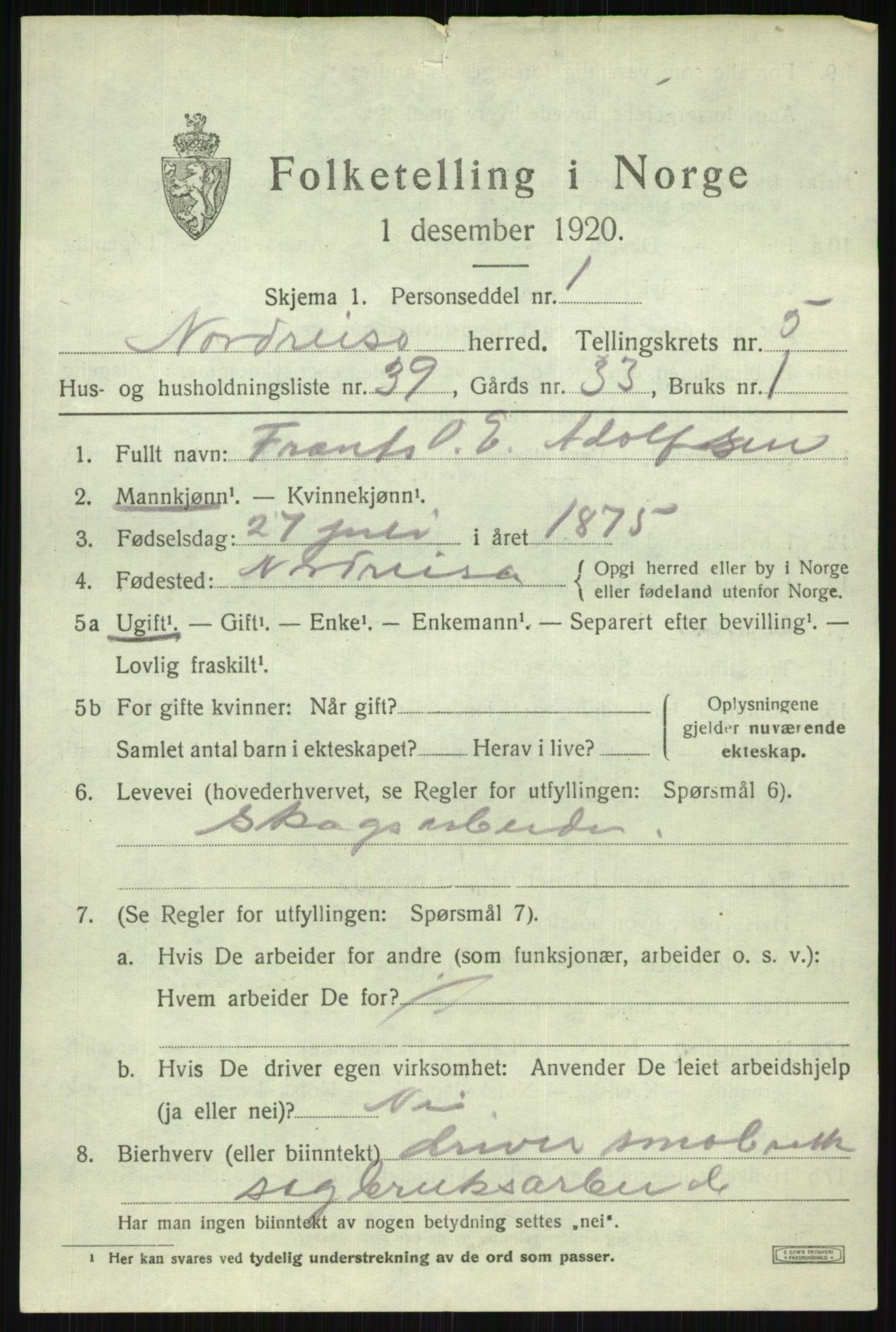 SATØ, 1920 census for Nordreisa, 1920, p. 2699