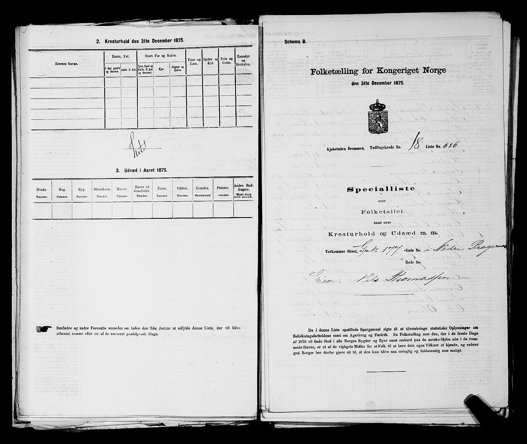 SAKO, 1875 census for 0602 Drammen, 1875, p. 1939