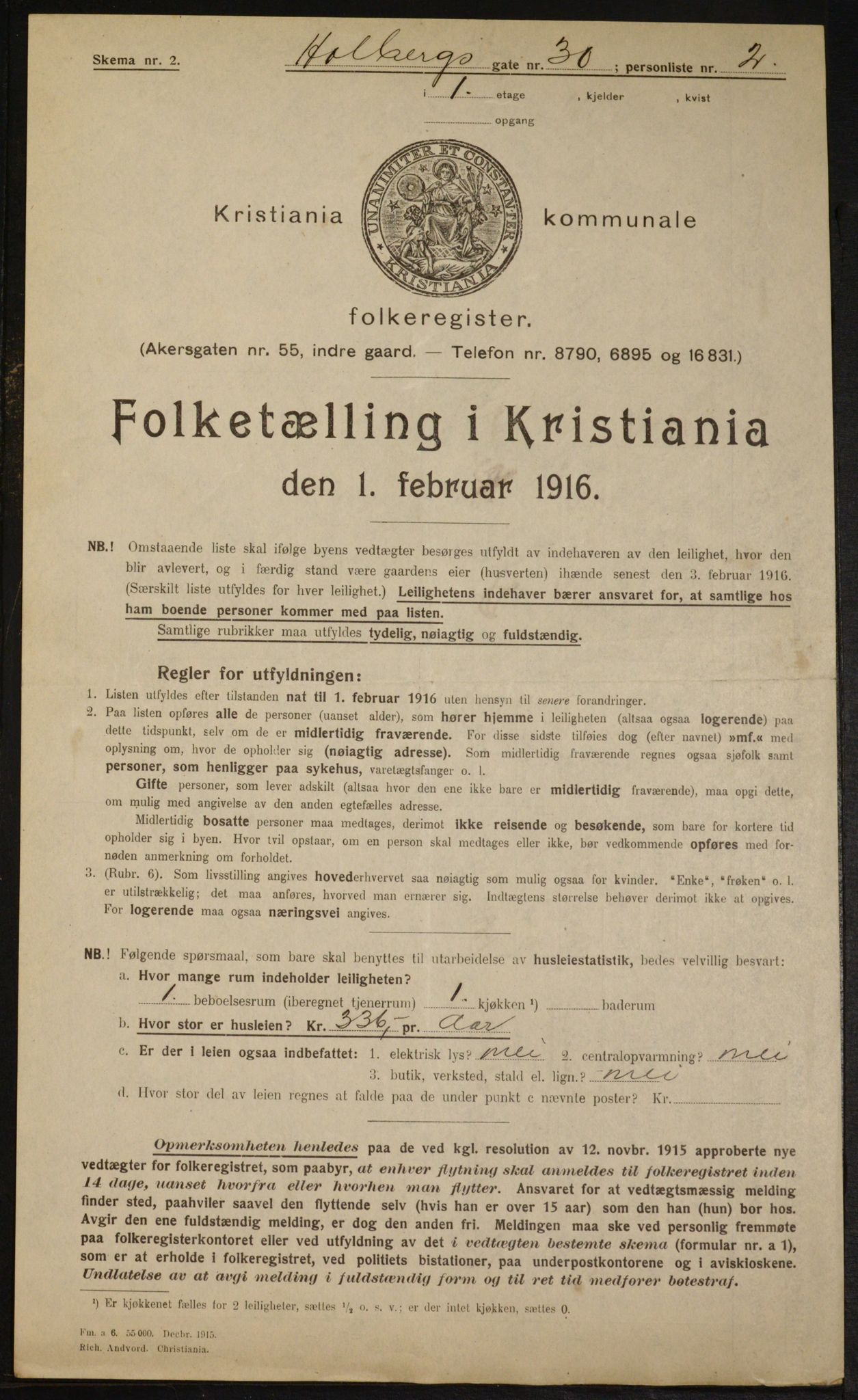 OBA, Municipal Census 1916 for Kristiania, 1916, p. 41187