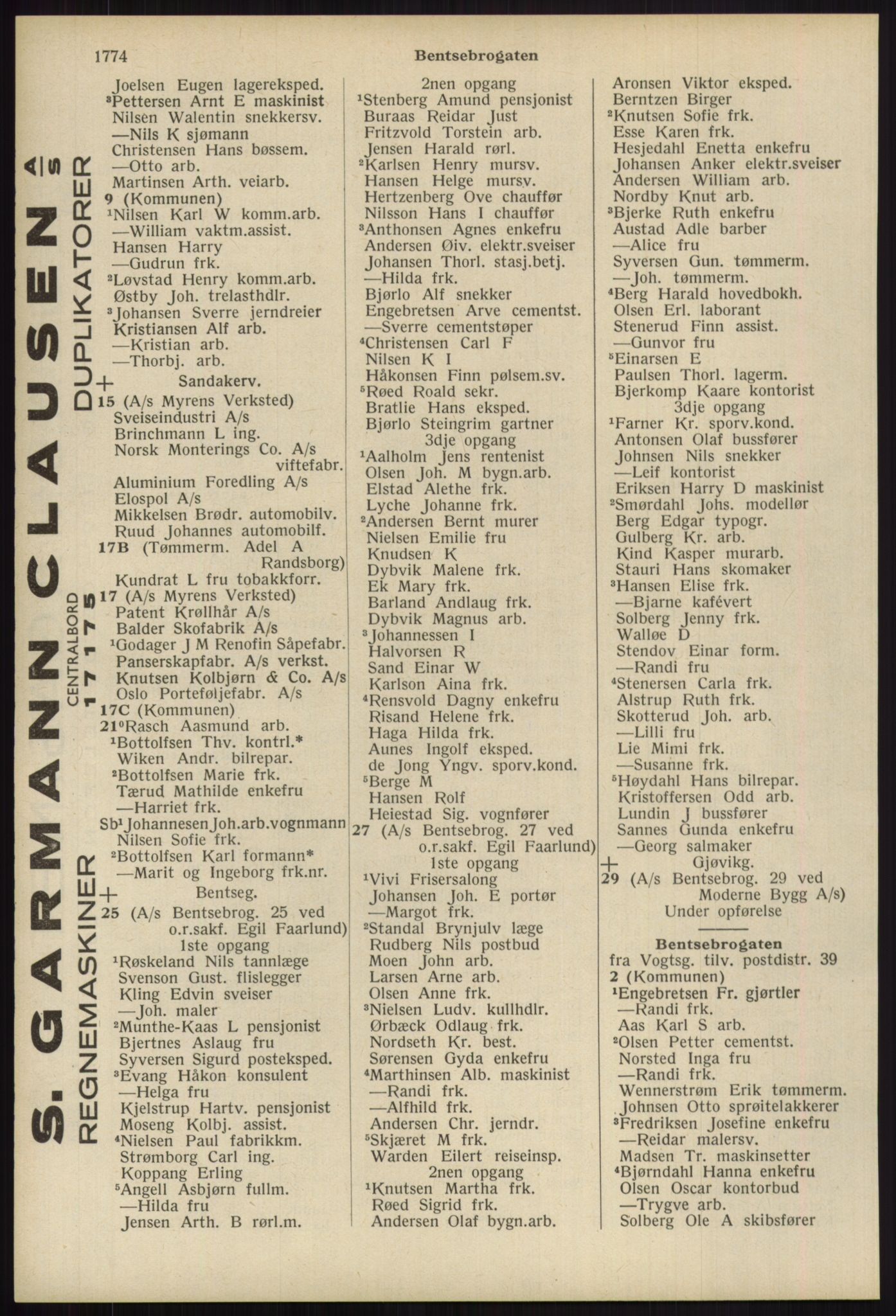 Kristiania/Oslo adressebok, PUBL/-, 1939, p. 1774