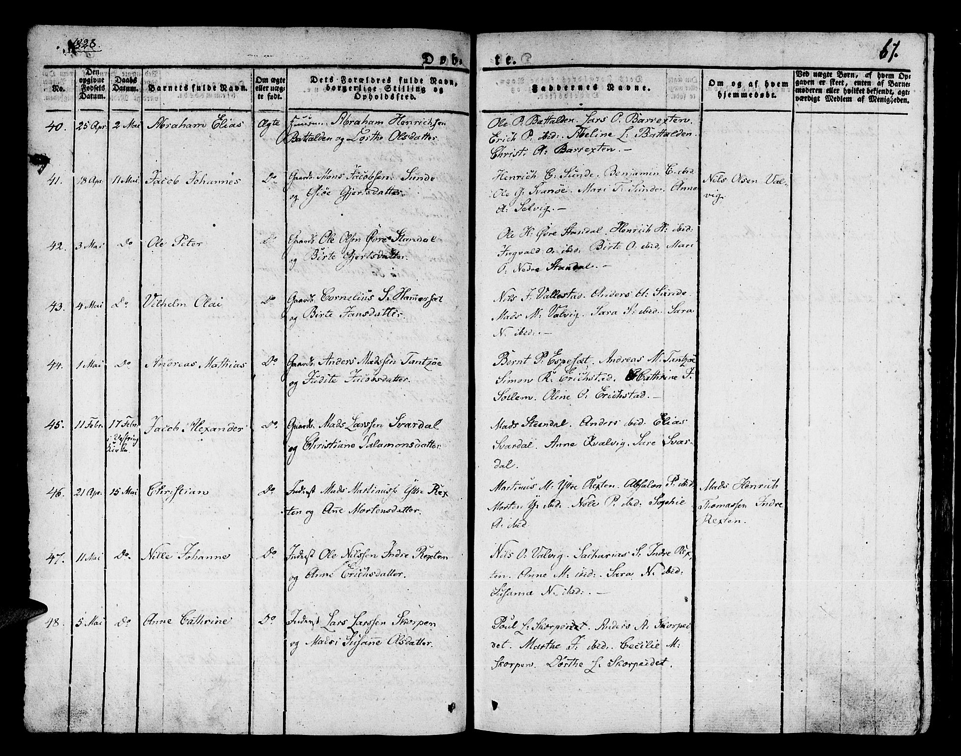 Kinn sokneprestembete, SAB/A-80801/H/Haa/Haaa/L0004/0001: Parish register (official) no. A 4I, 1822-1840, p. 67