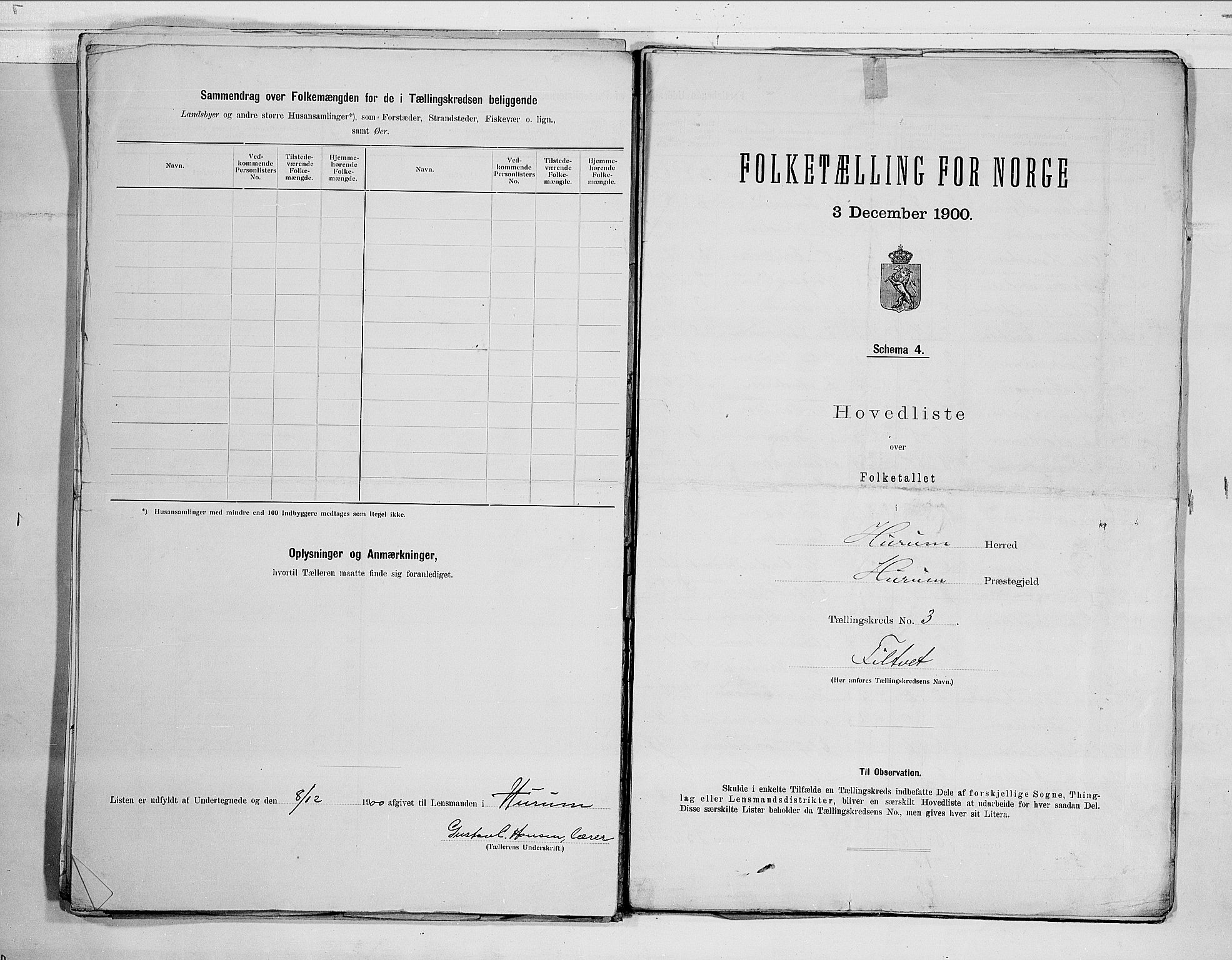 RA, 1900 census for Hurum, 1900, p. 8