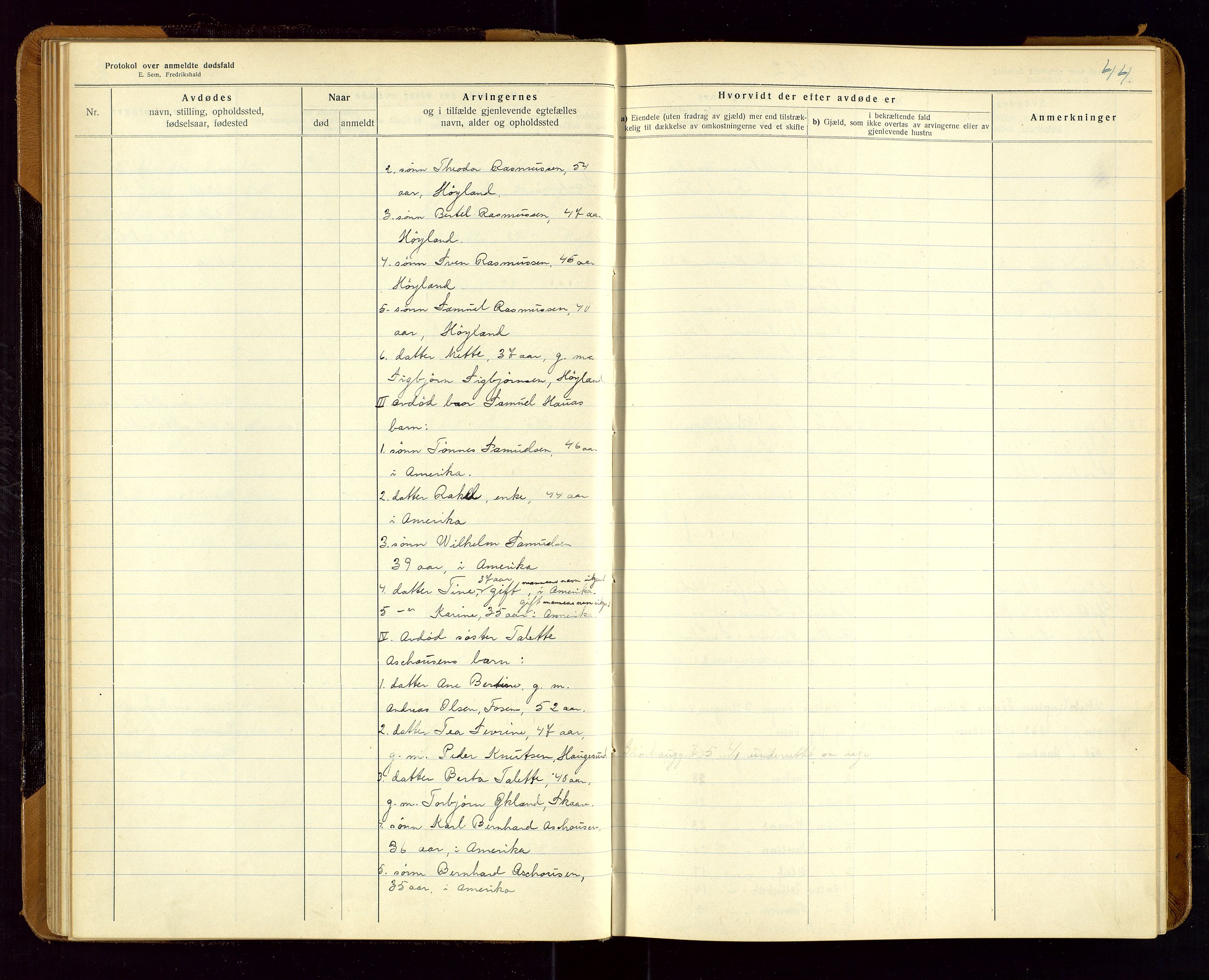 Sandnes lensmannskontor, SAST/A-100167/Gga/L0001: "Protokol over anmeldte dødsfald" m/register, 1918-1940, p. 44