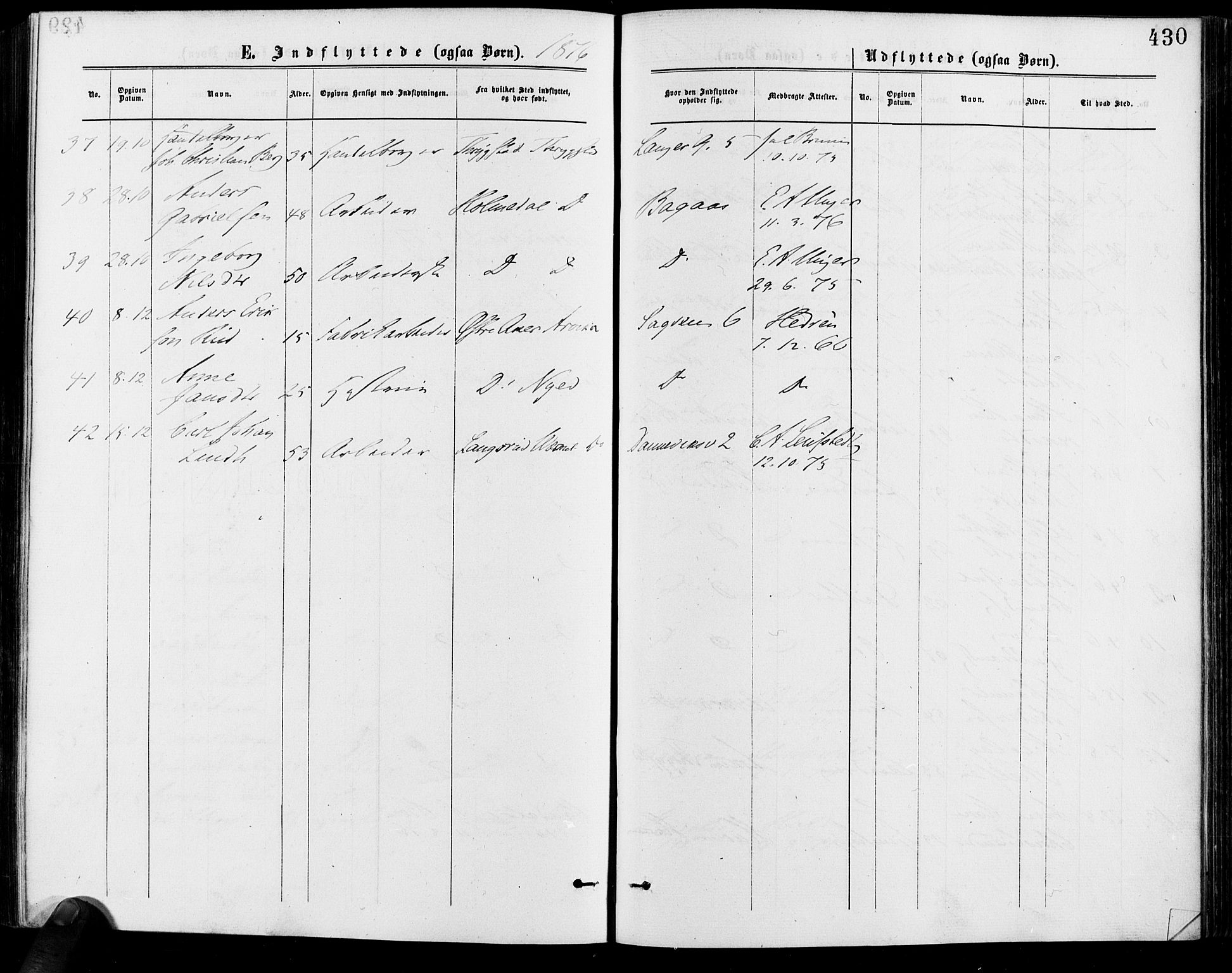 Gamle Aker prestekontor Kirkebøker, AV/SAO-A-10617a/F/L0005: Parish register (official) no. 5, 1873-1881, p. 430