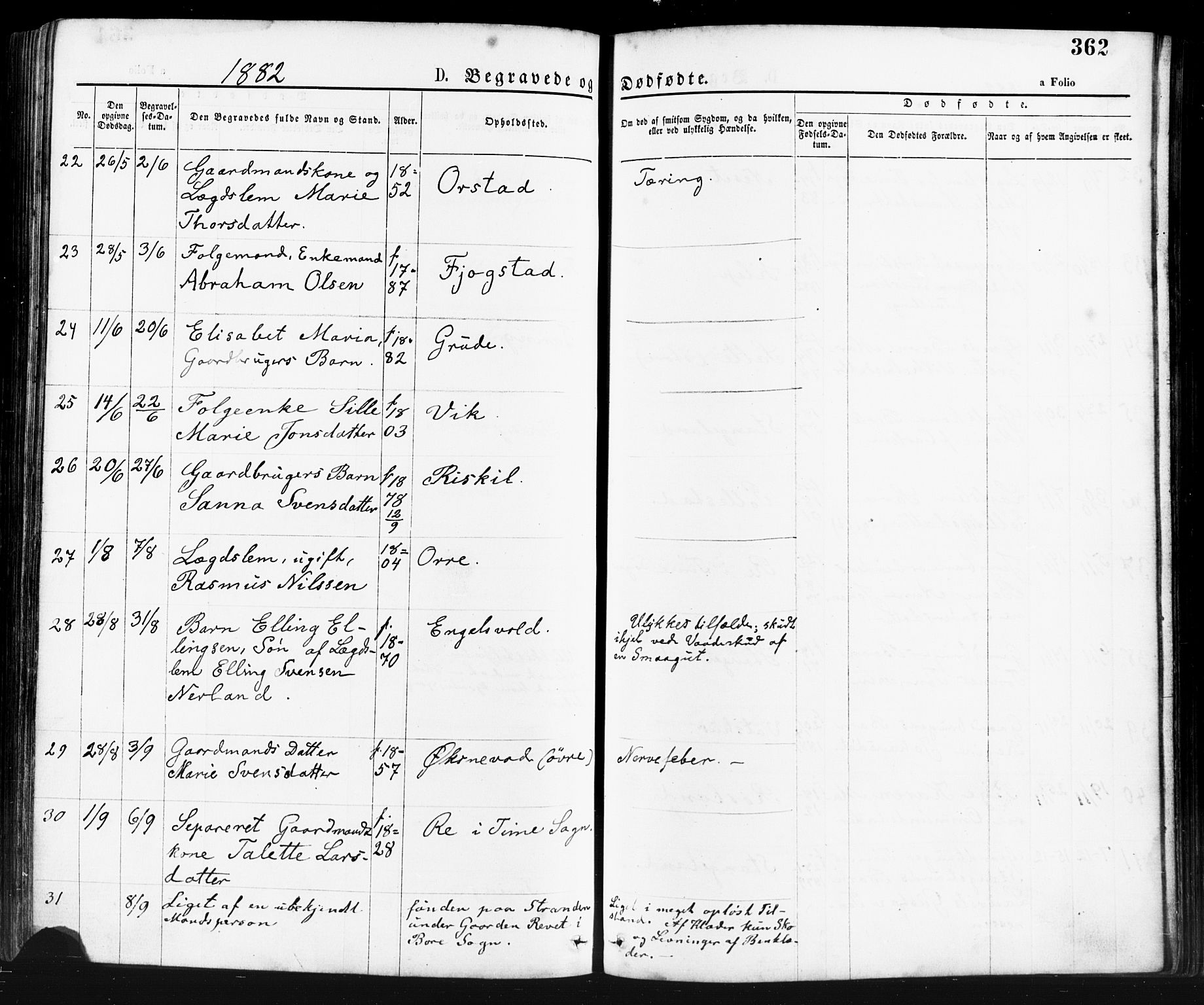 Klepp sokneprestkontor, AV/SAST-A-101803/001/3/30BA/L0006: Parish register (official) no. A 6, 1871-1885, p. 362