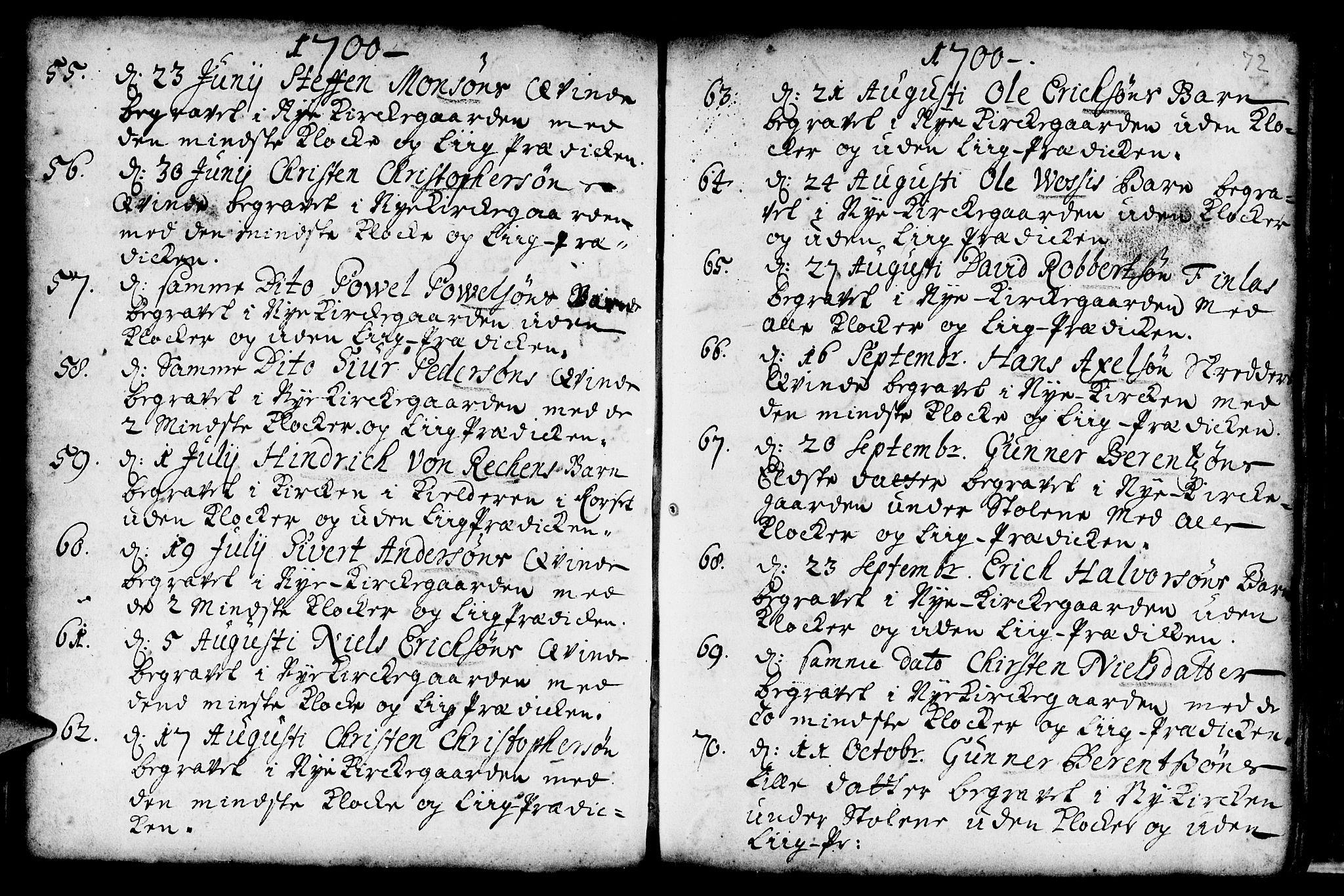 Nykirken Sokneprestembete, AV/SAB-A-77101/H/Haa/L0009: Parish register (official) no. A 9, 1689-1759, p. 72