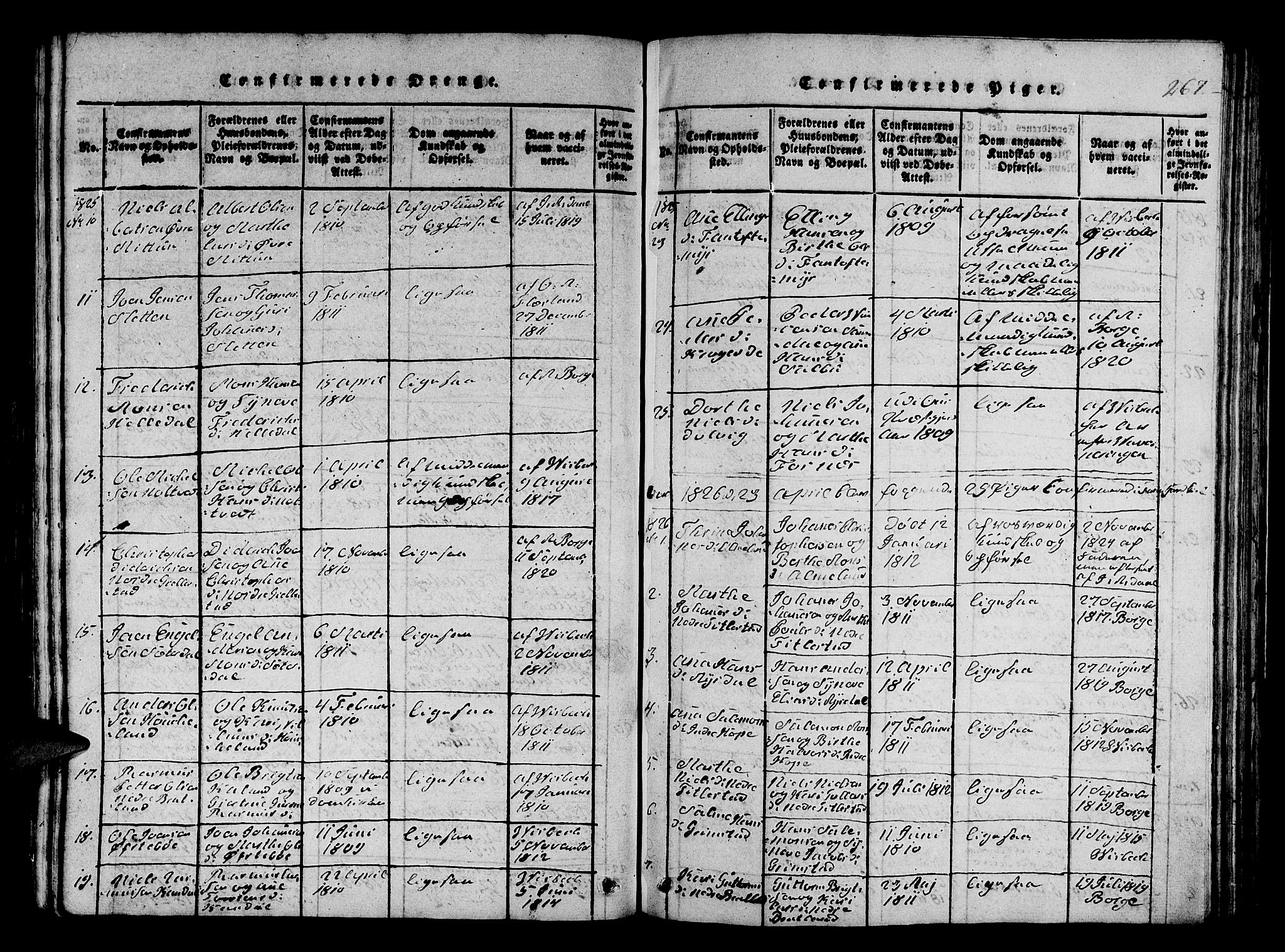 Fana Sokneprestembete, SAB/A-75101/H/Hab/Haba/L0001: Parish register (copy) no. A 1, 1816-1836, p. 267