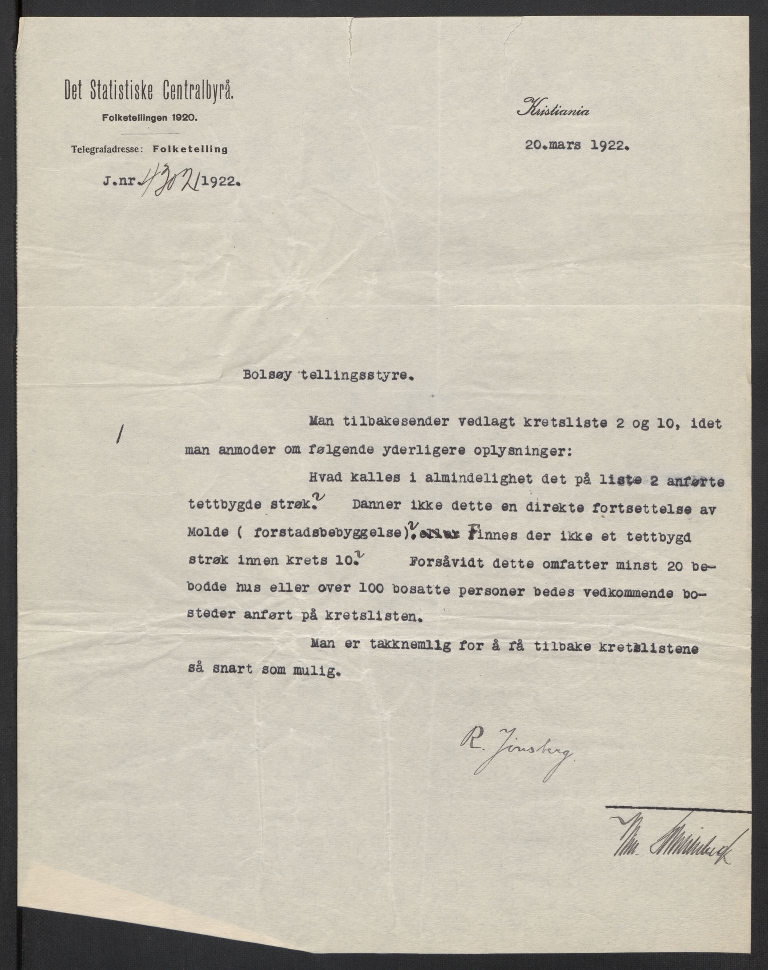 SAT, 1920 census for Bolsøy, 1920, p. 3