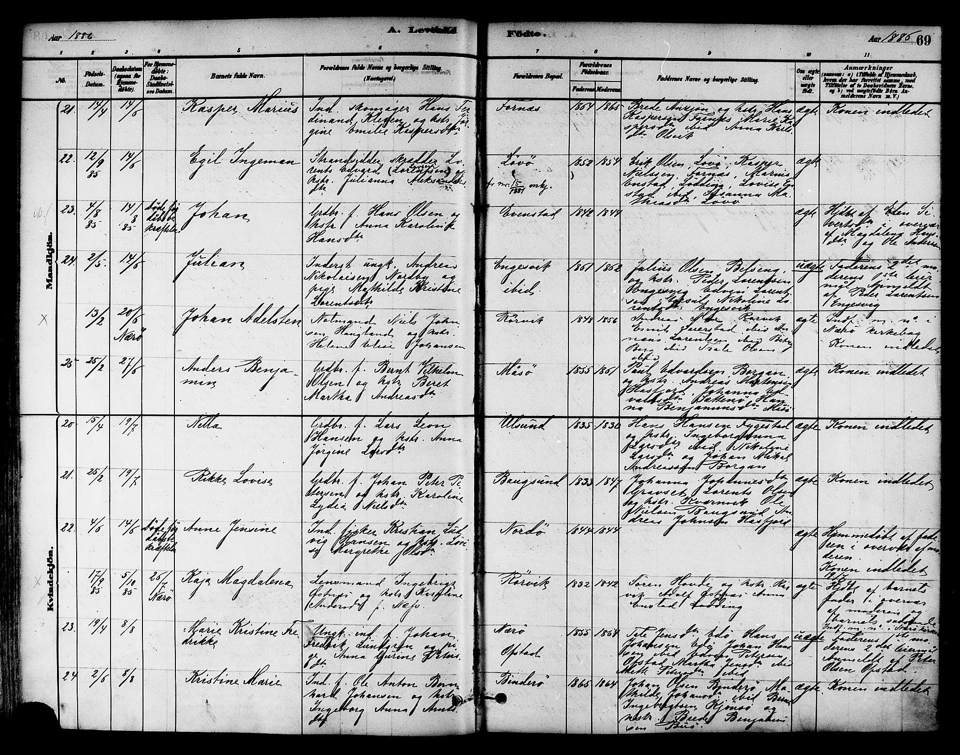 Ministerialprotokoller, klokkerbøker og fødselsregistre - Nord-Trøndelag, AV/SAT-A-1458/786/L0686: Parish register (official) no. 786A02, 1880-1887, p. 69