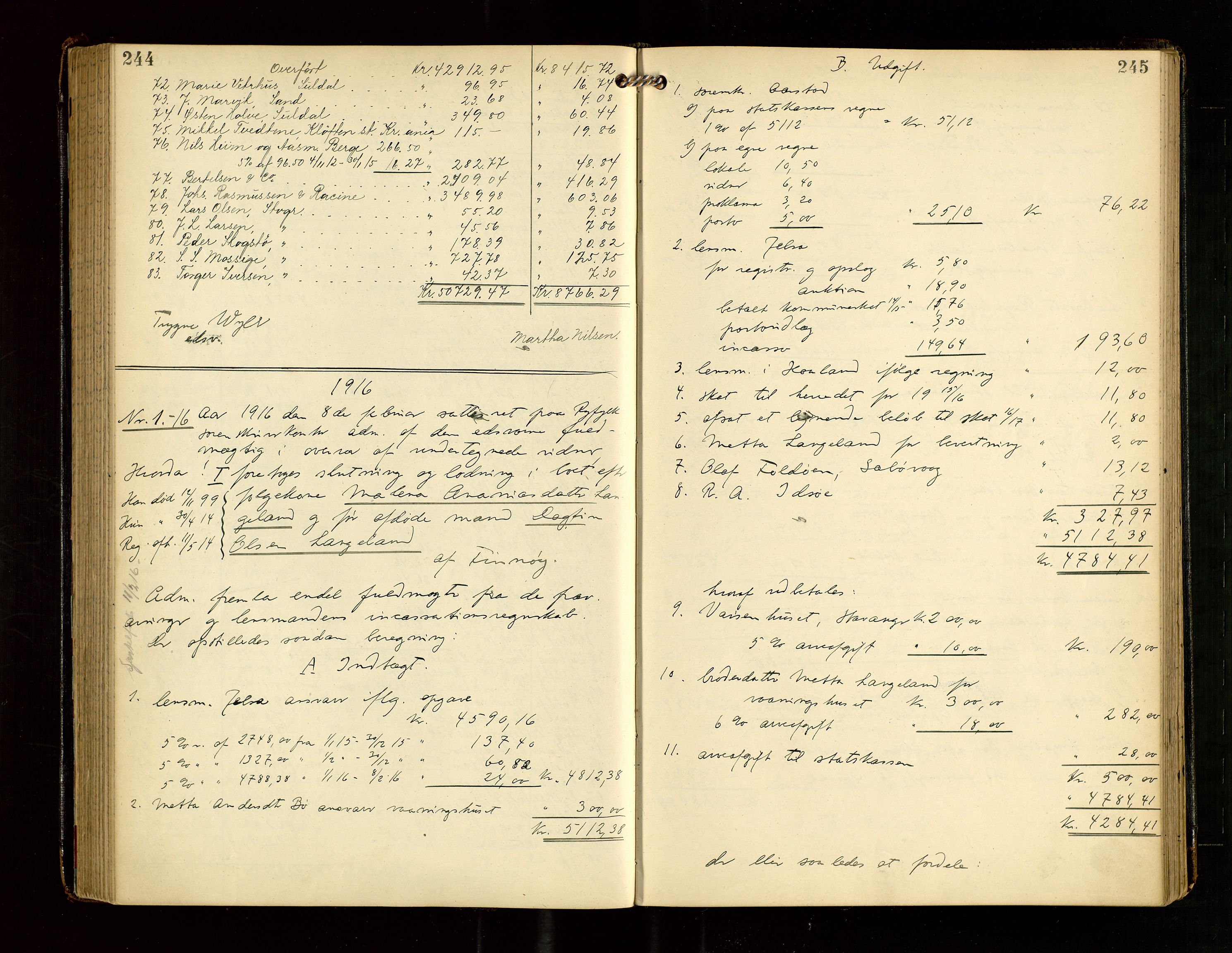 Ryfylke tingrett, SAST/A-100055/001/IV/IVG/L0004: Skifteutlodningsprotokoll Med register, 1912-1918, p. 244-245