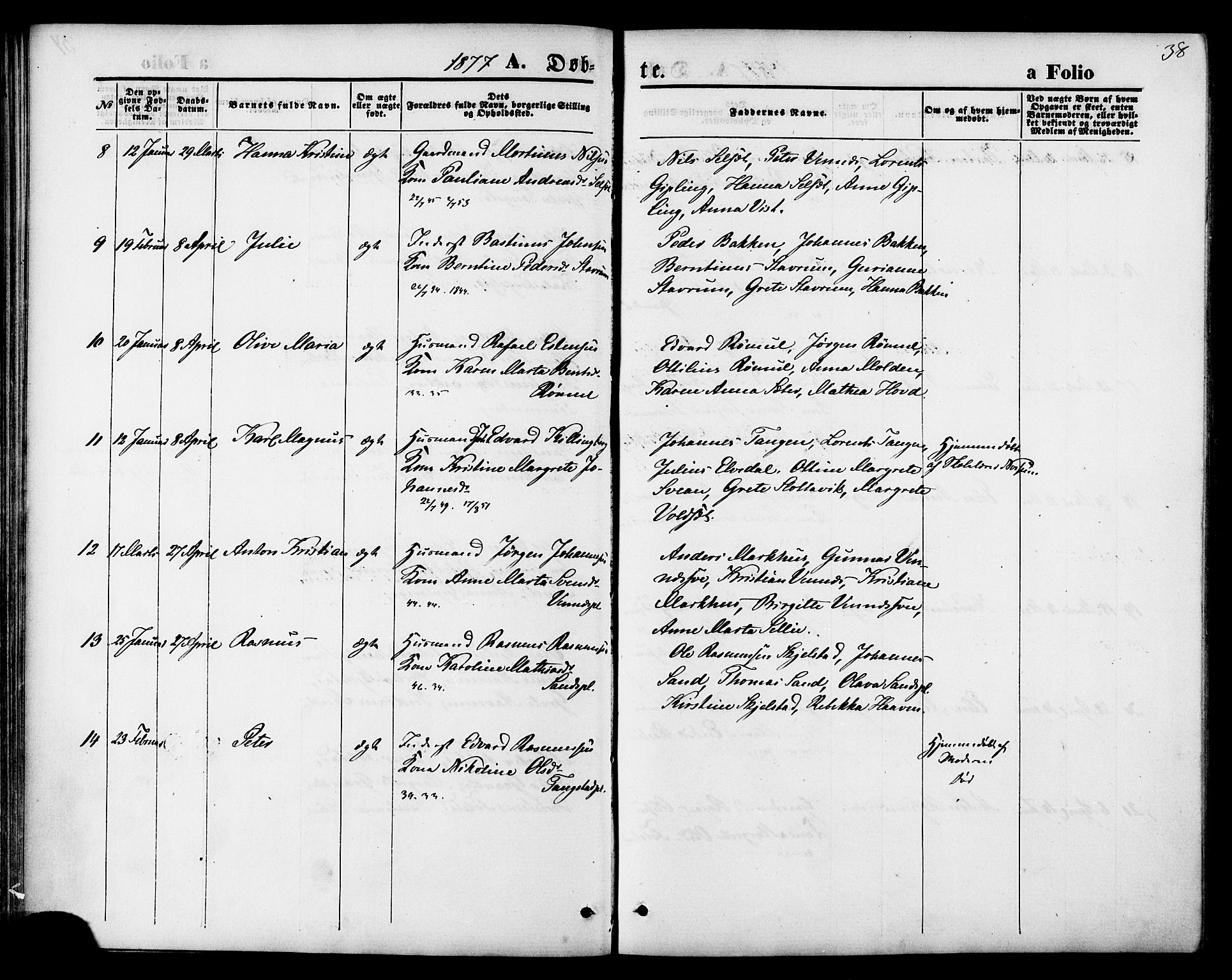 Ministerialprotokoller, klokkerbøker og fødselsregistre - Nord-Trøndelag, AV/SAT-A-1458/744/L0419: Parish register (official) no. 744A03, 1867-1881, p. 38