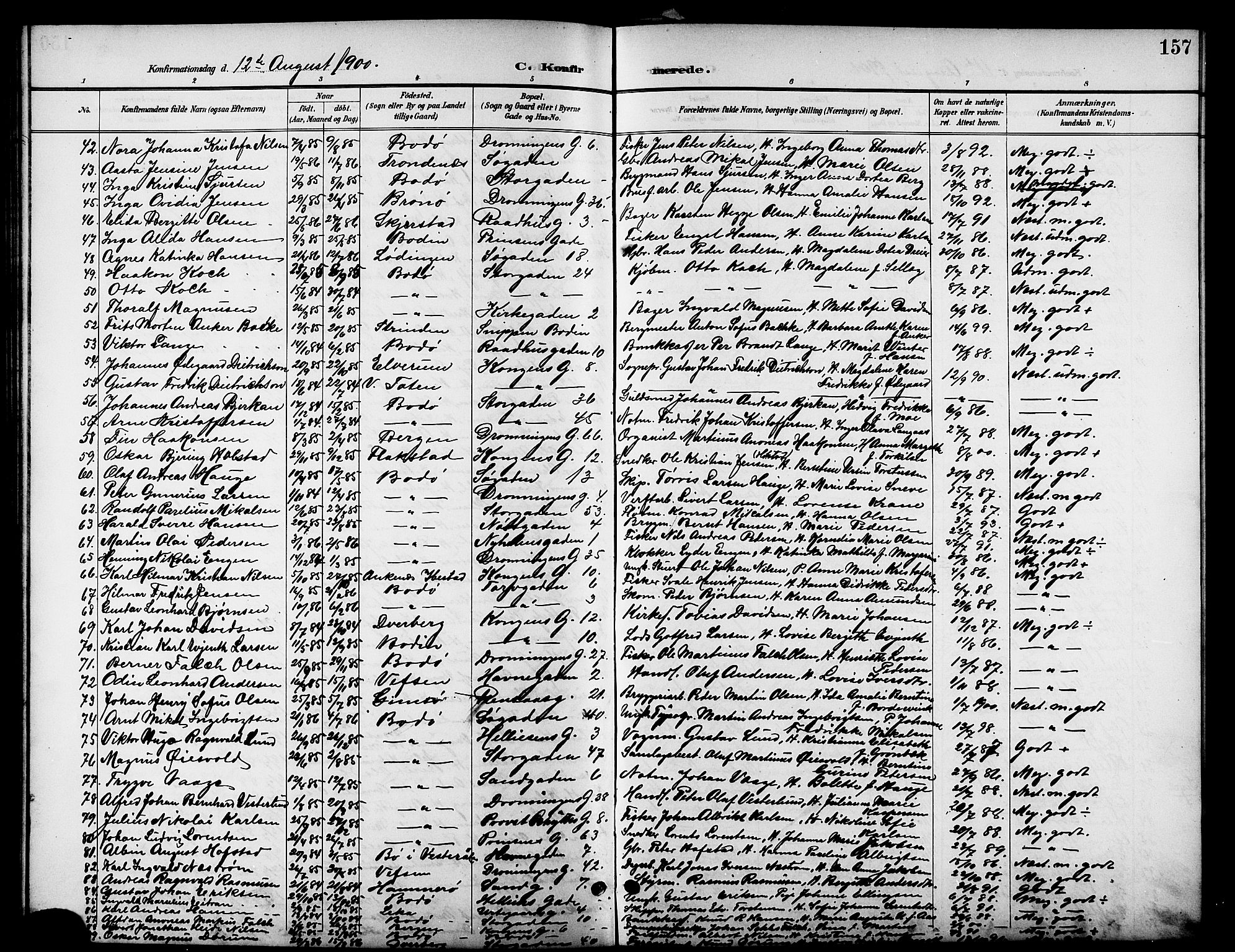 Ministerialprotokoller, klokkerbøker og fødselsregistre - Nordland, SAT/A-1459/801/L0033: Parish register (copy) no. 801C08, 1898-1910, p. 157