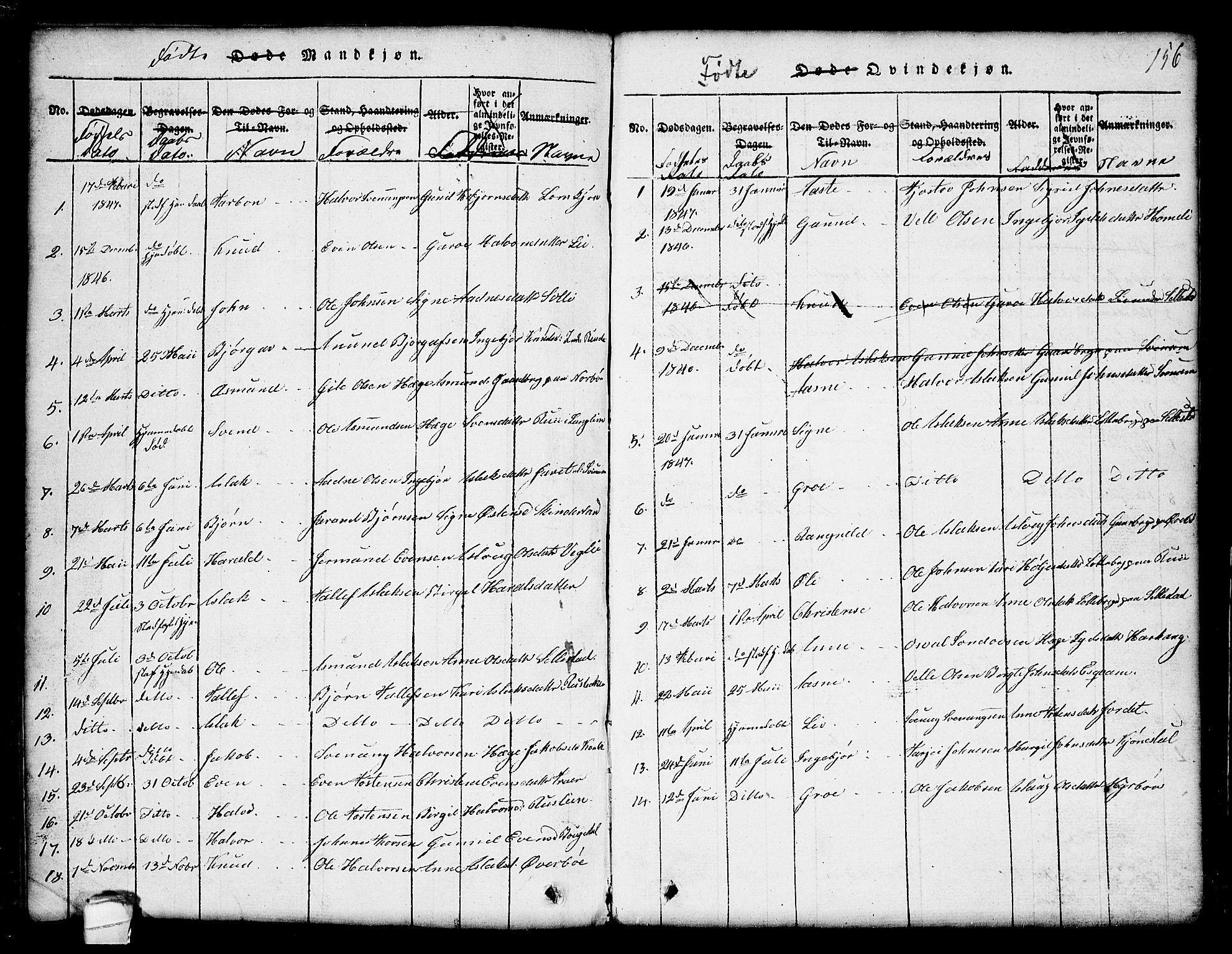 Seljord kirkebøker, SAKO/A-20/G/Gc/L0001: Parish register (copy) no. III 1, 1815-1849, p. 156