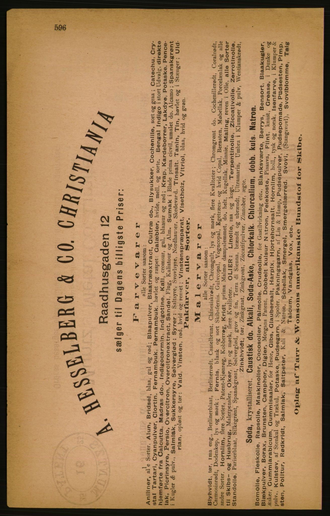 Kristiania/Oslo adressebok, PUBL/-, 1886, p. 596