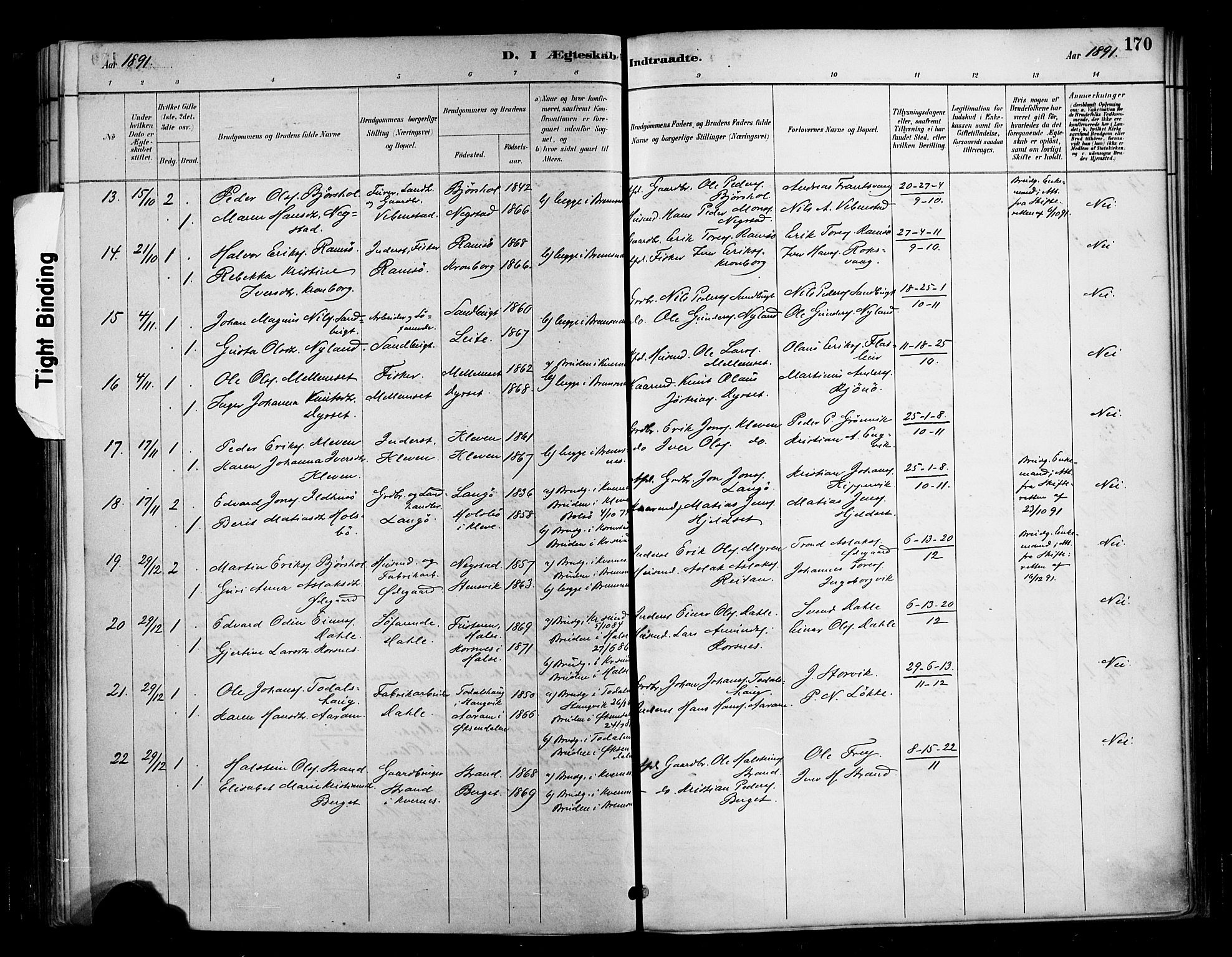 Ministerialprotokoller, klokkerbøker og fødselsregistre - Møre og Romsdal, AV/SAT-A-1454/569/L0819: Parish register (official) no. 569A05, 1885-1899, p. 170